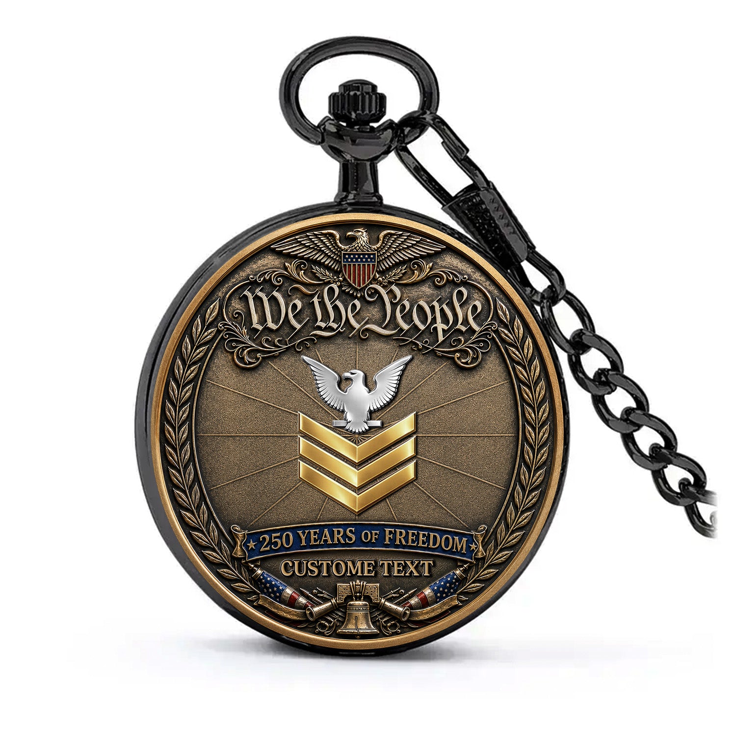 Custom US Navy Pocket Watch 250 Years Anniversary Veteran Gift