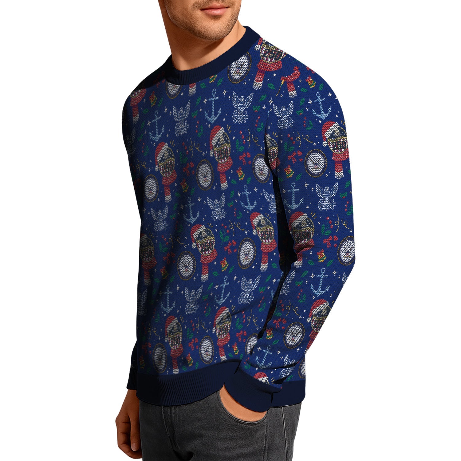 US Navy 250 America Christmas Ugly Sweater