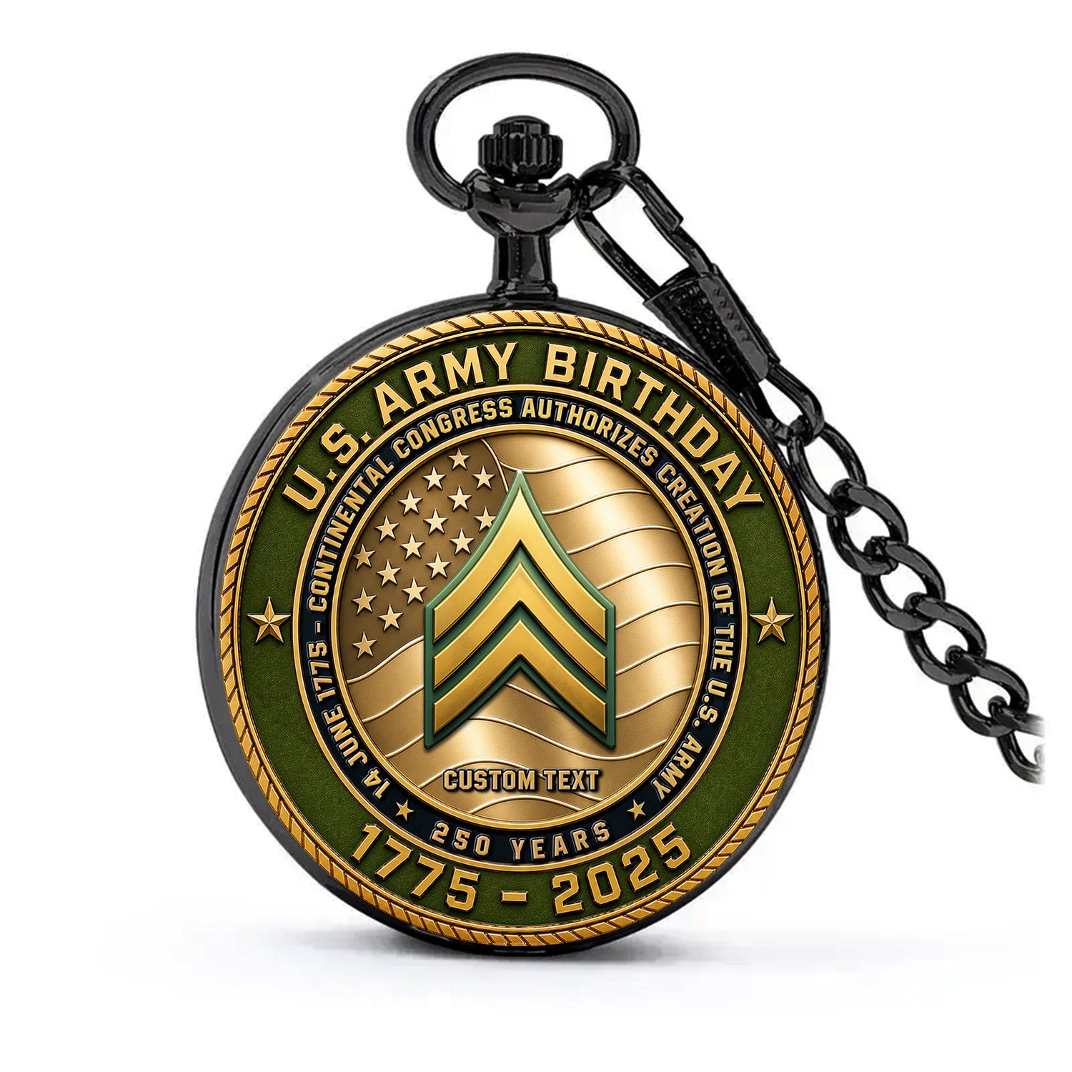 US Army Veteran Pocket Watch 250th Anniversary Gift for Men