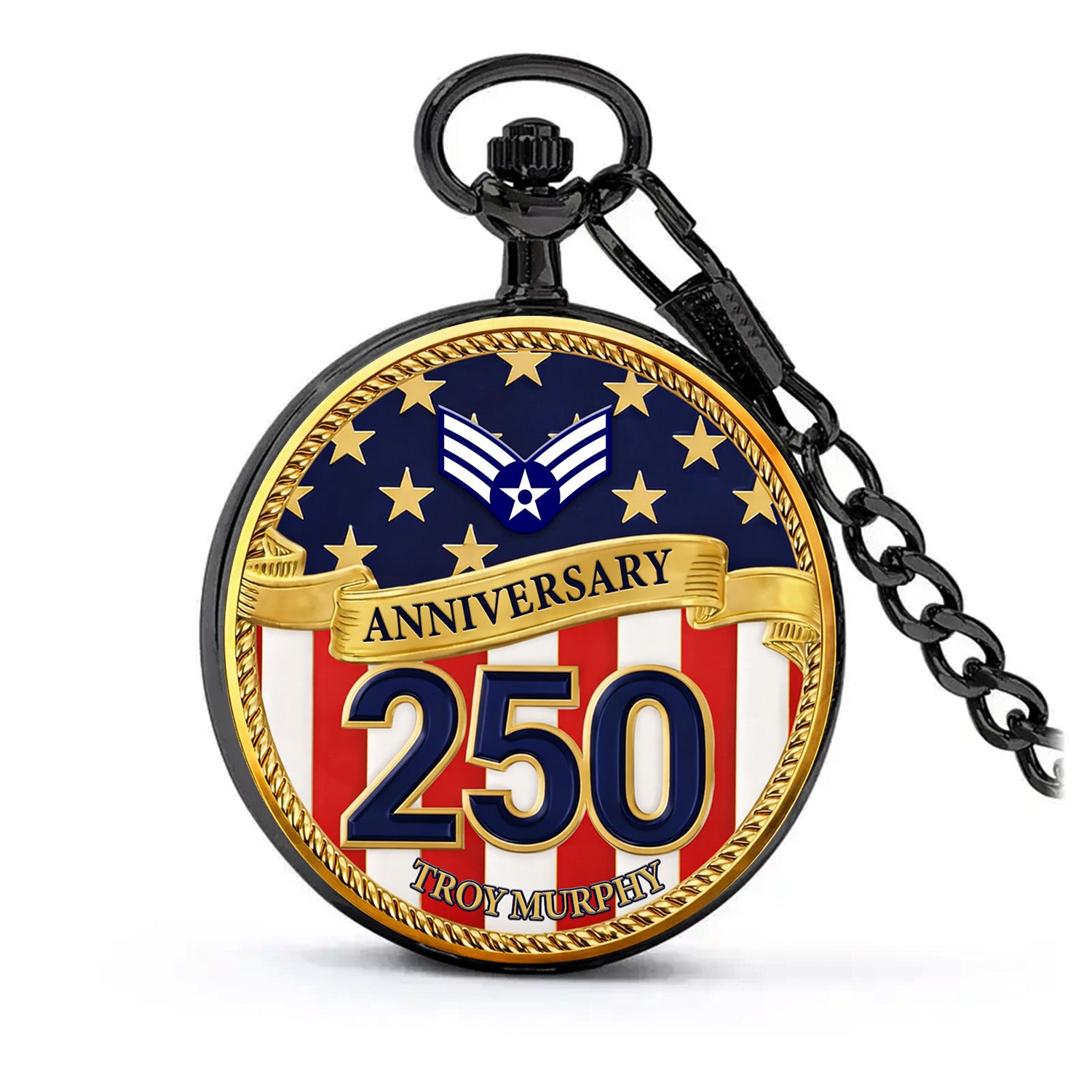 Air Force Veteran Pocket Watch Personalized Name Rank