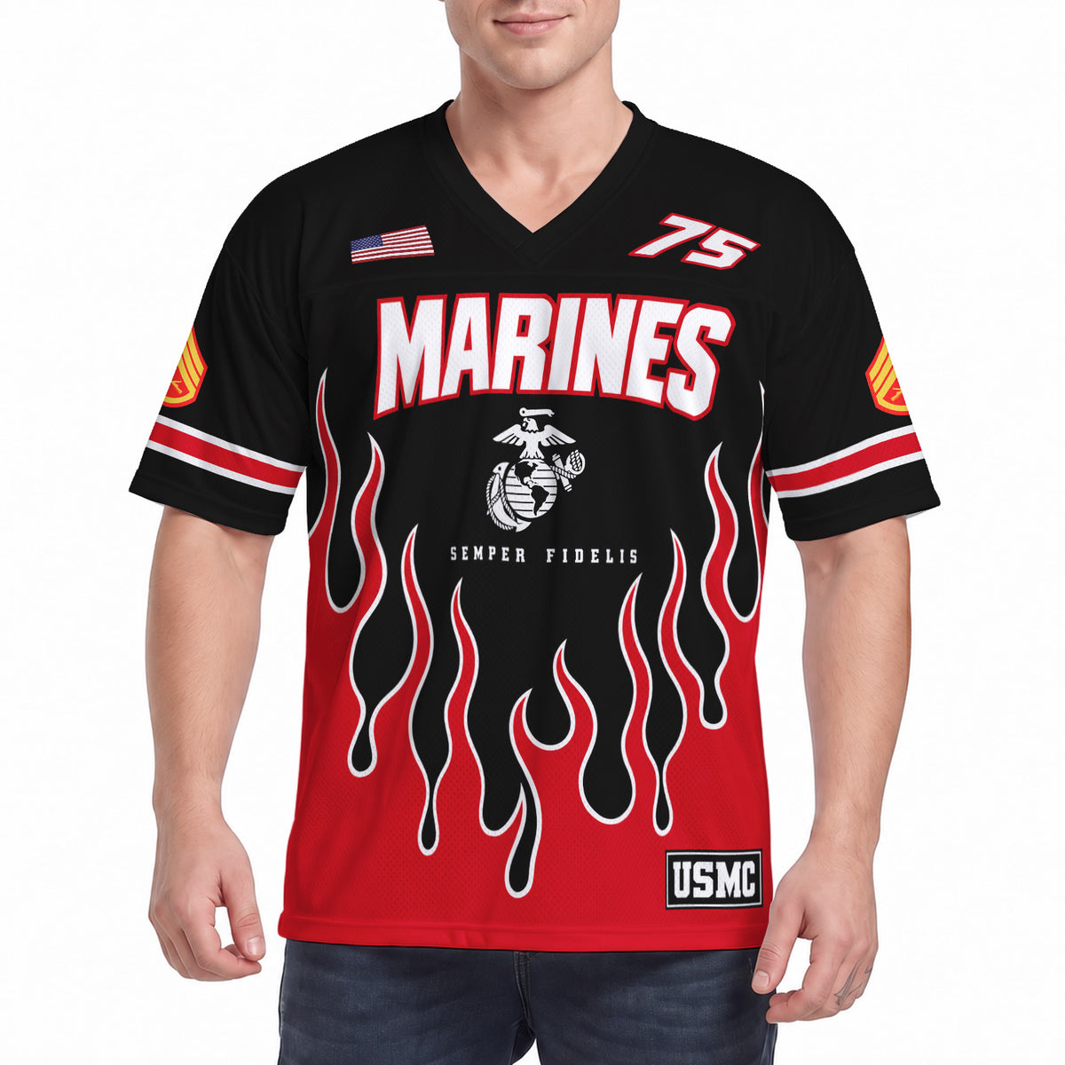 USMC Sports Jersey Custom Marine Rank Text and Jersey Number