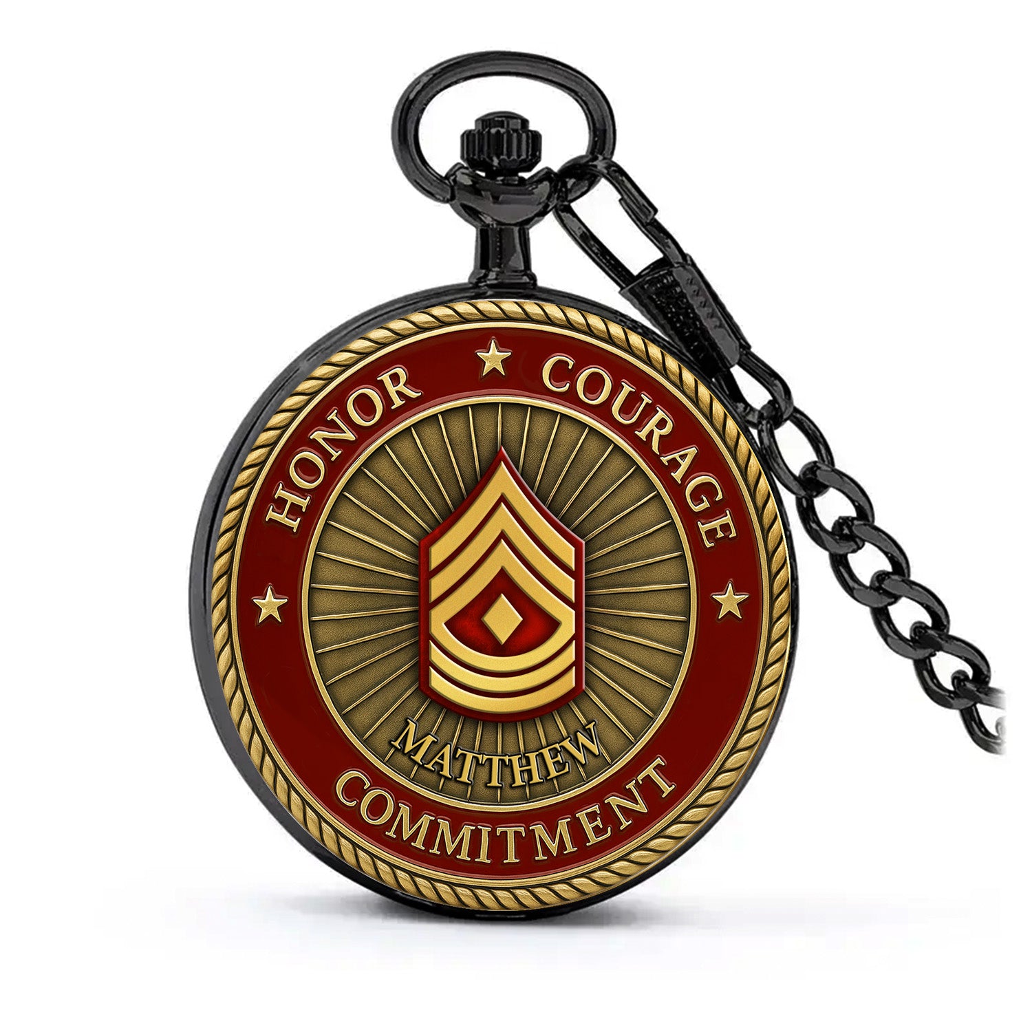 Personalized MARlNE Core Values - Custom Rank/Name Pocket Watch