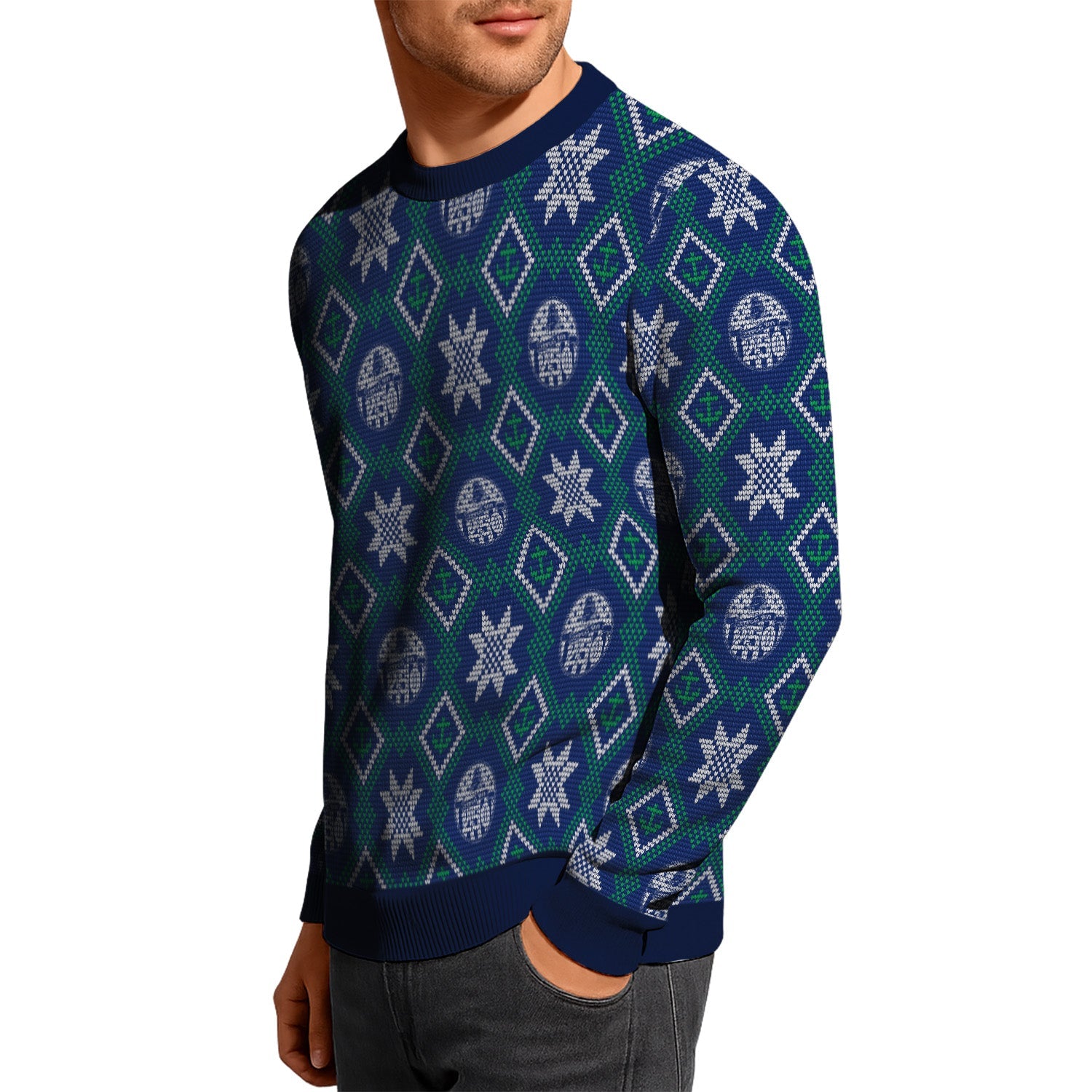 US Navy 250 America Pattern Christmas Ugly Sweater