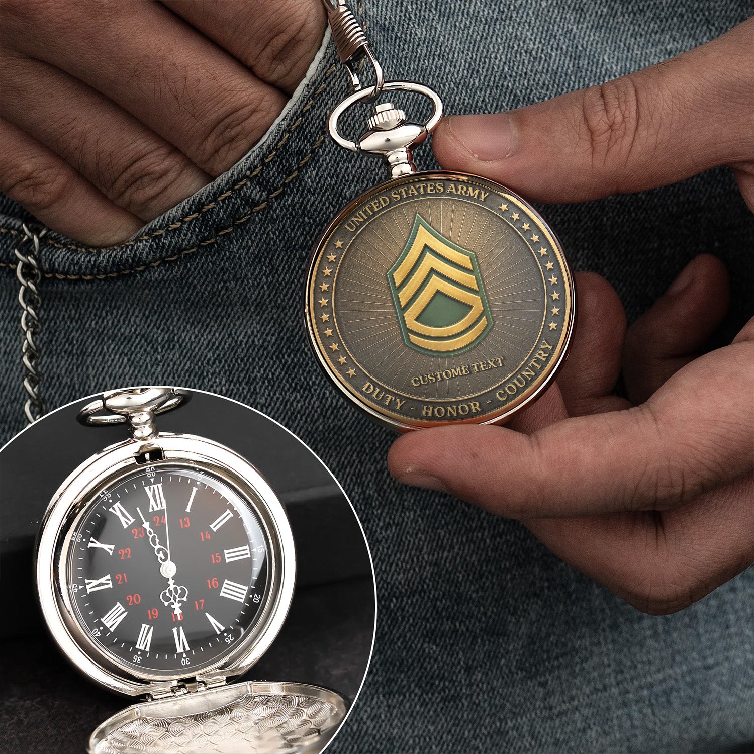 US Army Veteran Gift Personalized Pocket Watch 250 Years