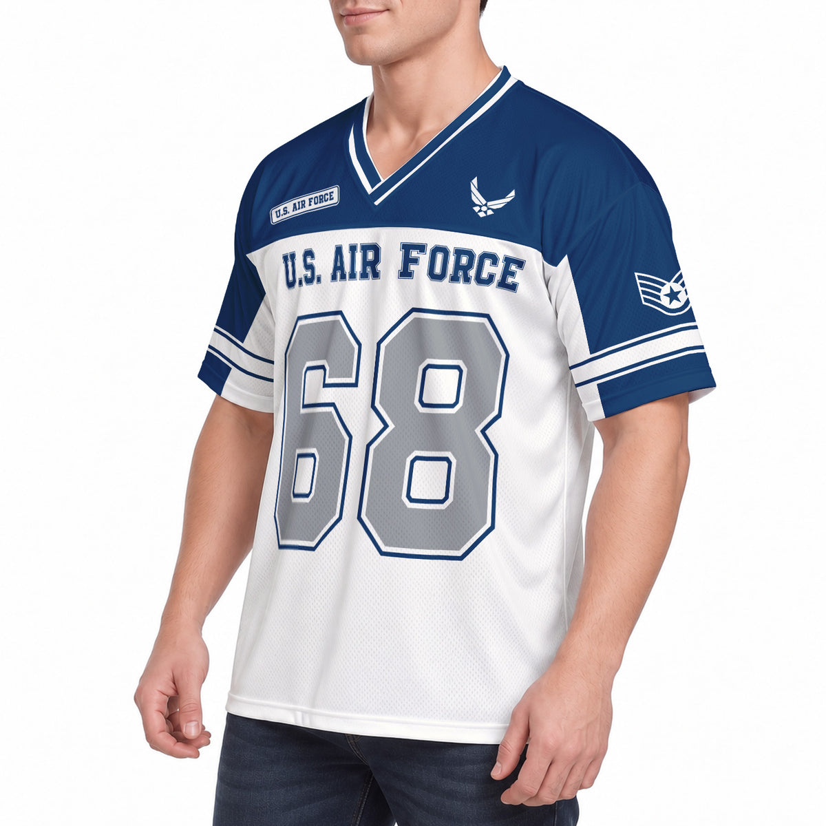 U.S. Air Force Sports Jersey Custom Military Rank Text and Jersey Number