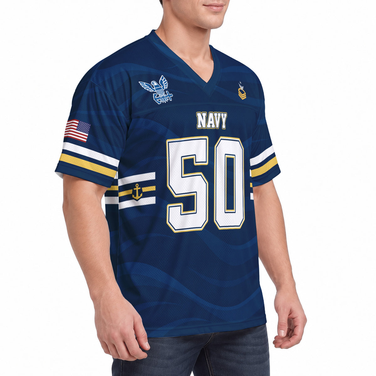 U.S. Navy Sports Jersey Custom Military Rank Text and Jersey Number