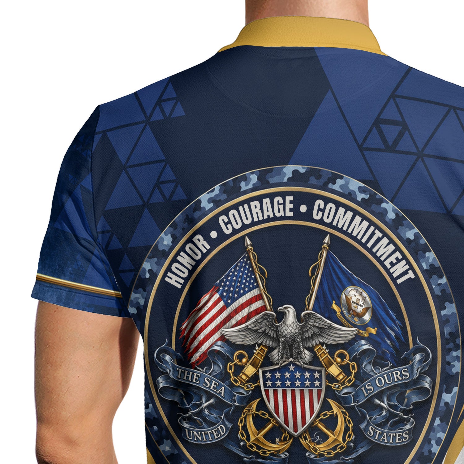 US Navy Military Personalized Rank Polo Shirt Gift for Men