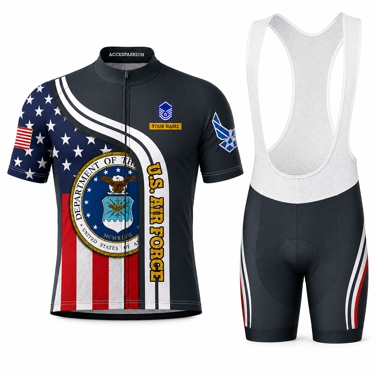 Personalized Military U.S. Air Force Inspired Cycling Jersey Kit