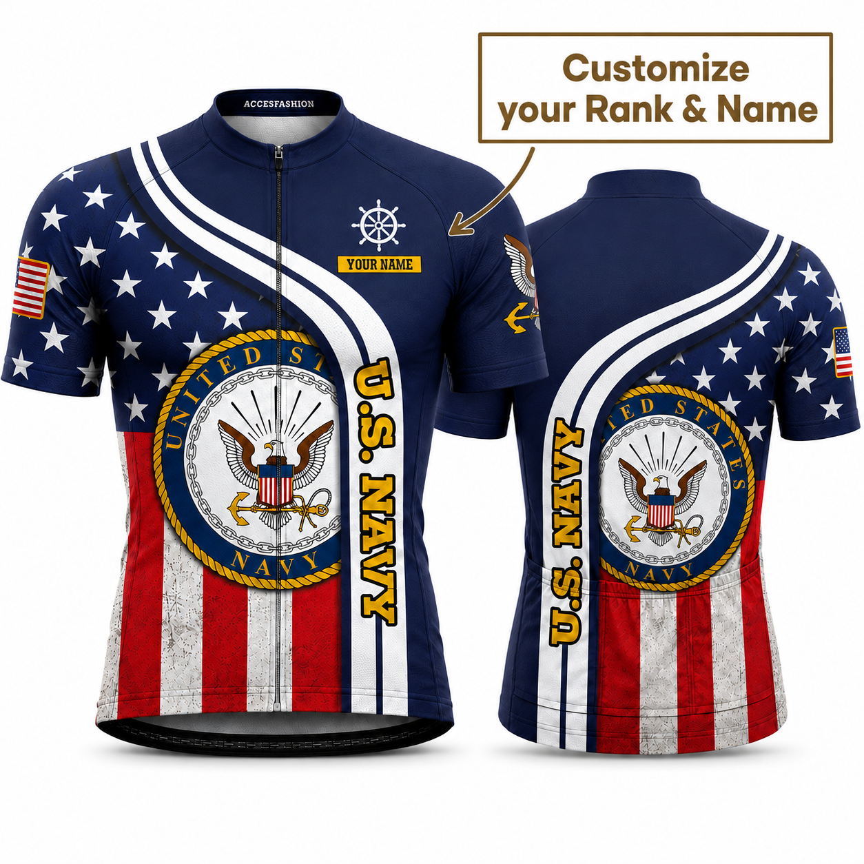 Personalized Military U.S. Navy Inspired Cycling Jersey Kit