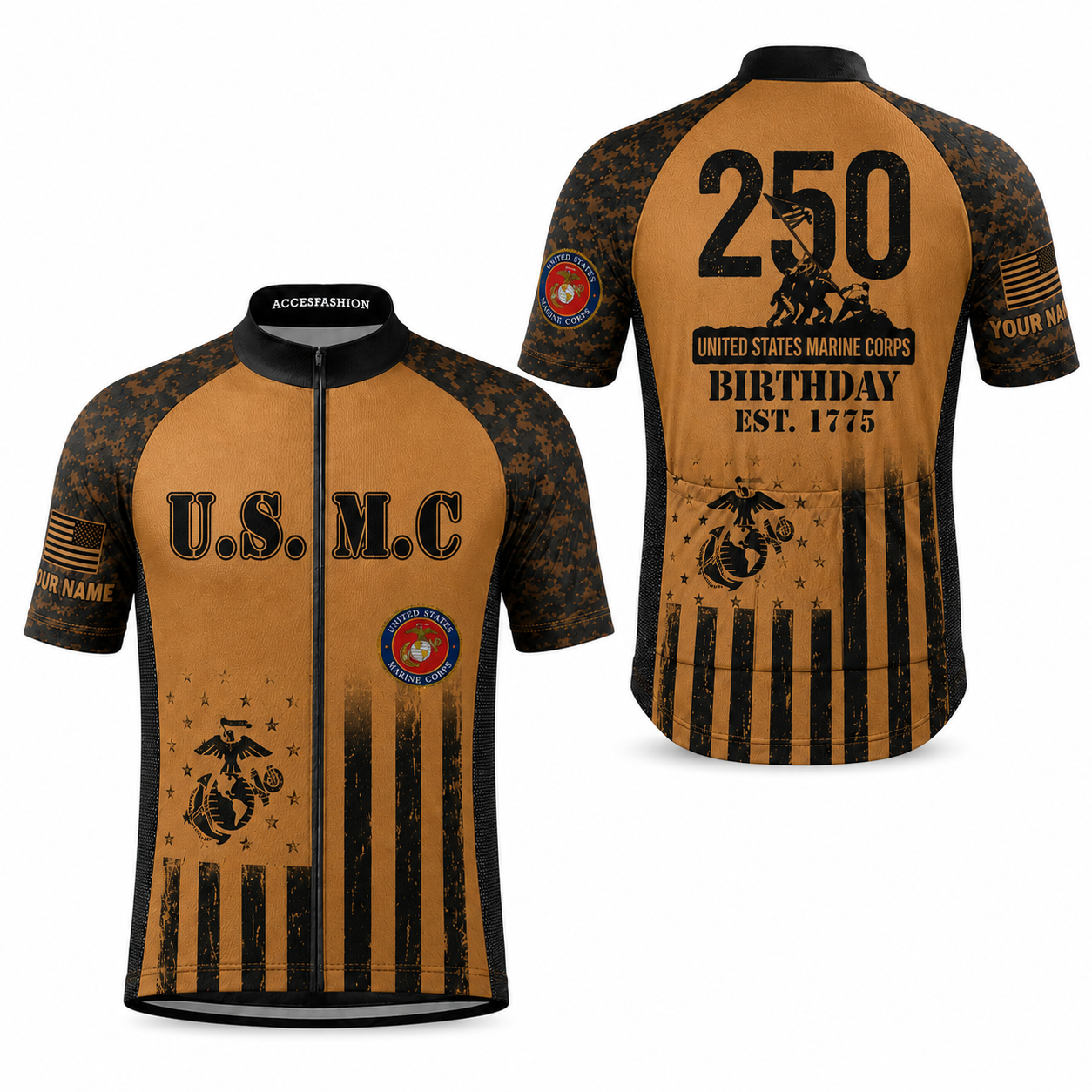 Personalized U.S. Marine Corps (U.S.M.C) 250th Birthday Cycling Kit