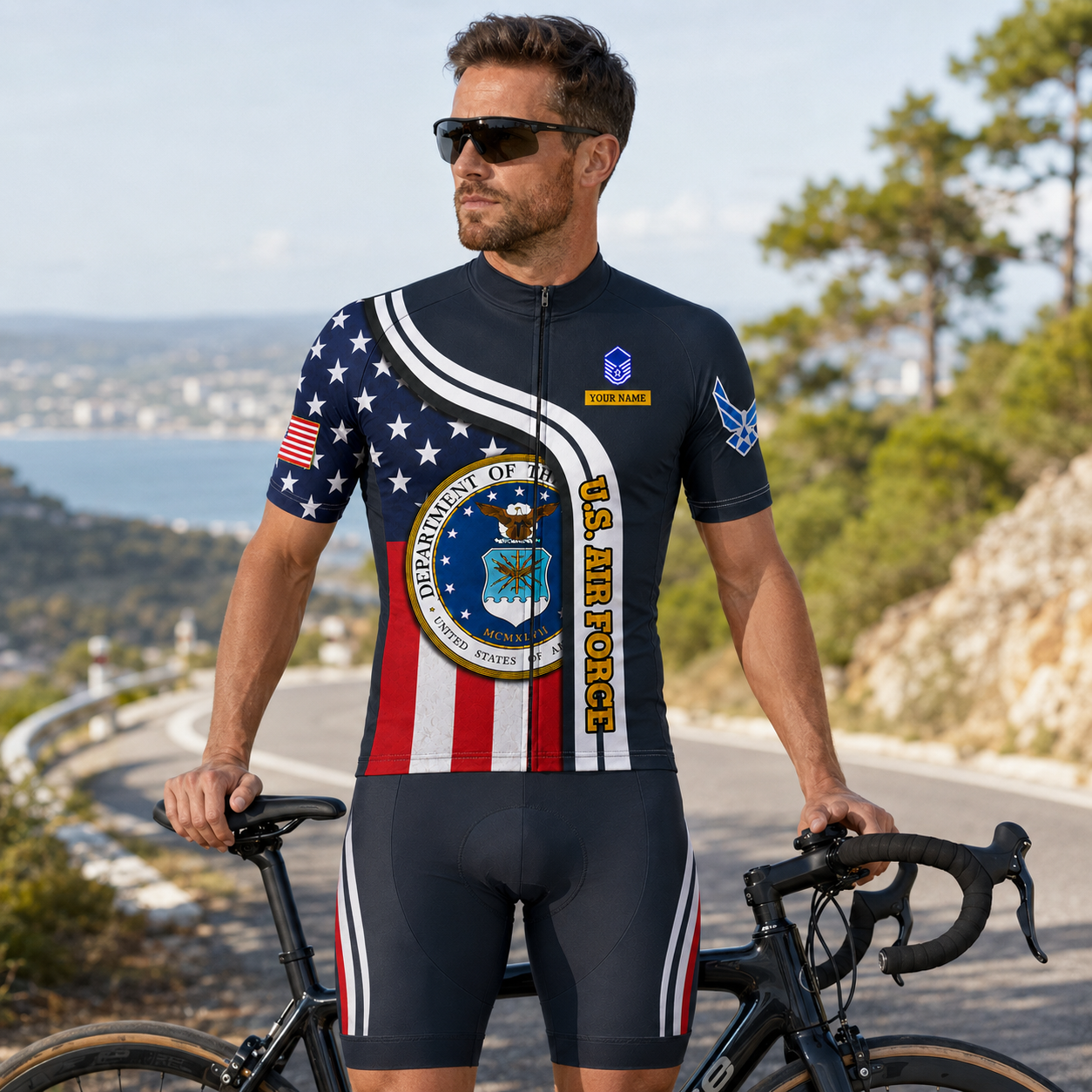 Personalized Military U.S. Air Force Inspired Cycling Jersey Kit