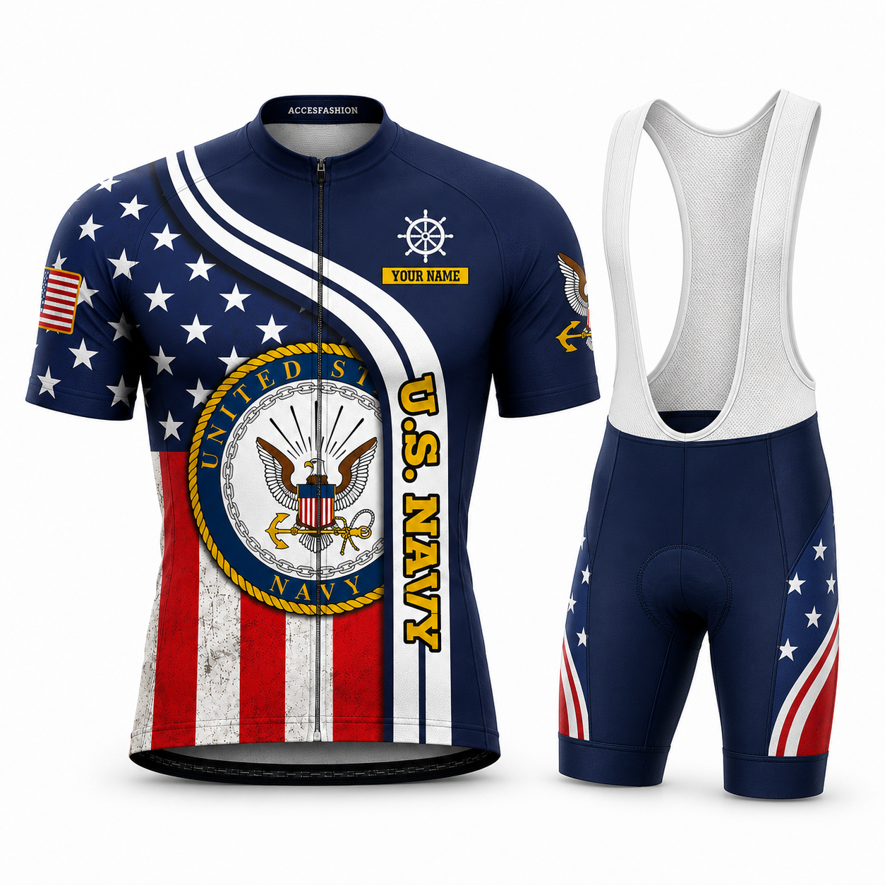 Personalized Military U.S. Navy Inspired Cycling Jersey Kit