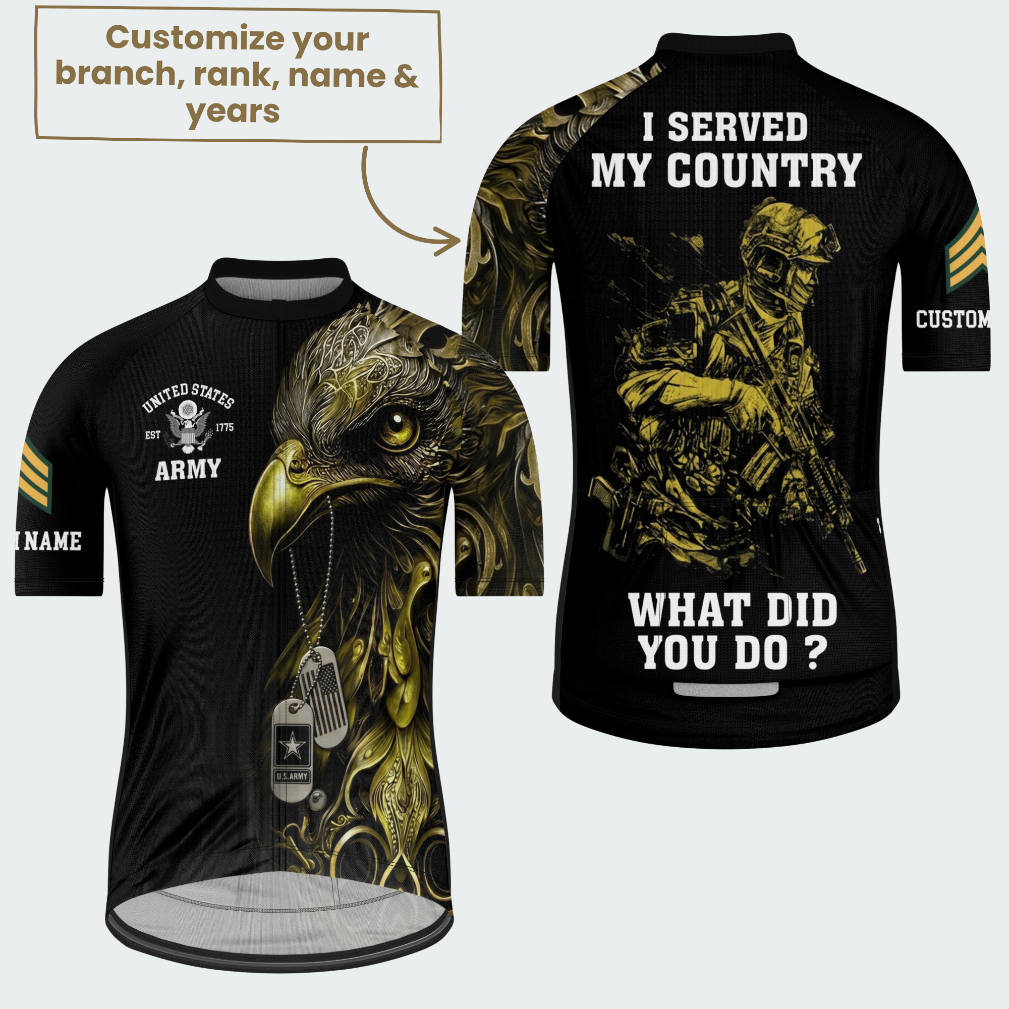 Men’s Custom Proud Veteran Eagle Cycling Jersey & Kit