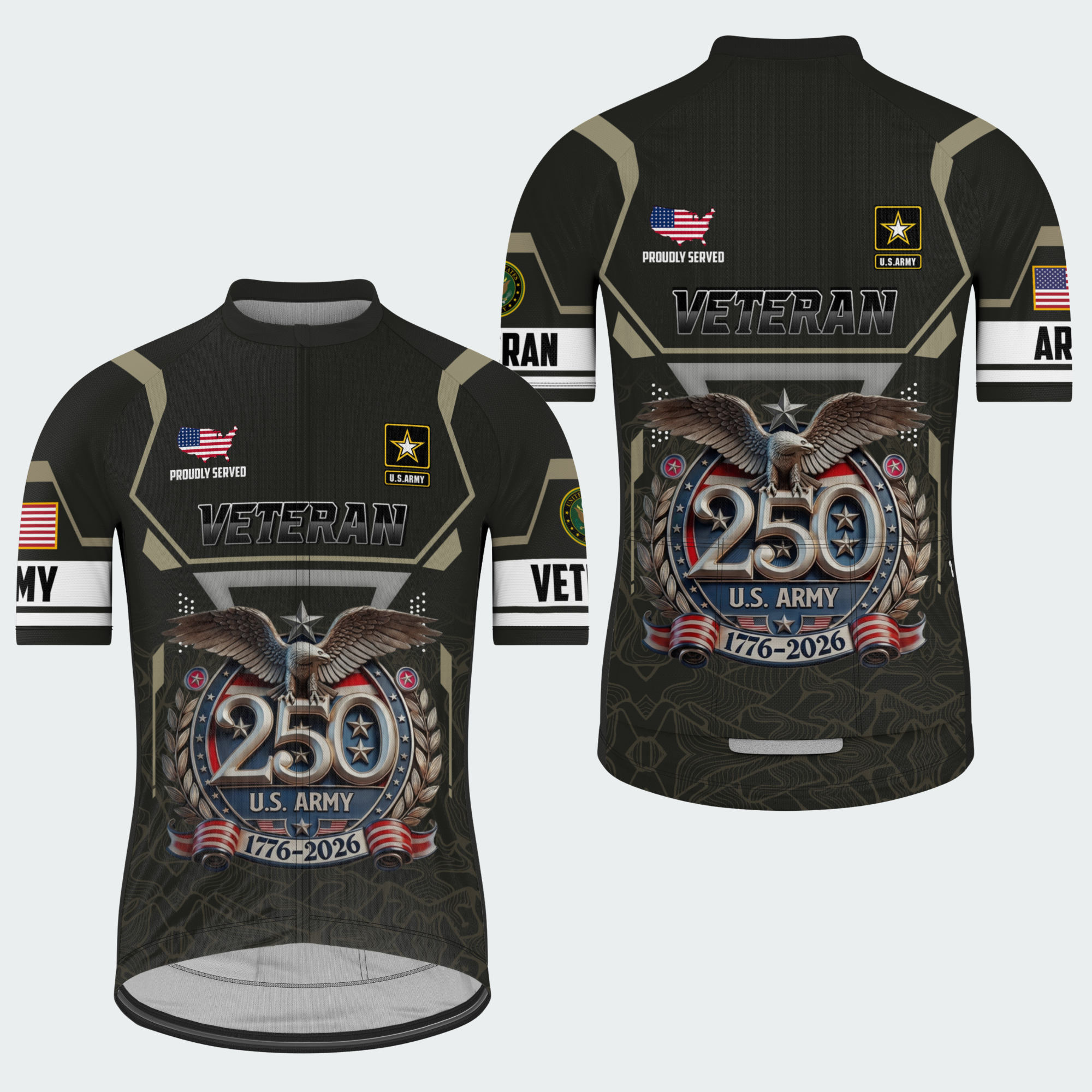 Men’s American Pride Proudly Served Veteran 250th Anniversary Regular Fit Custom Cycling Jersey