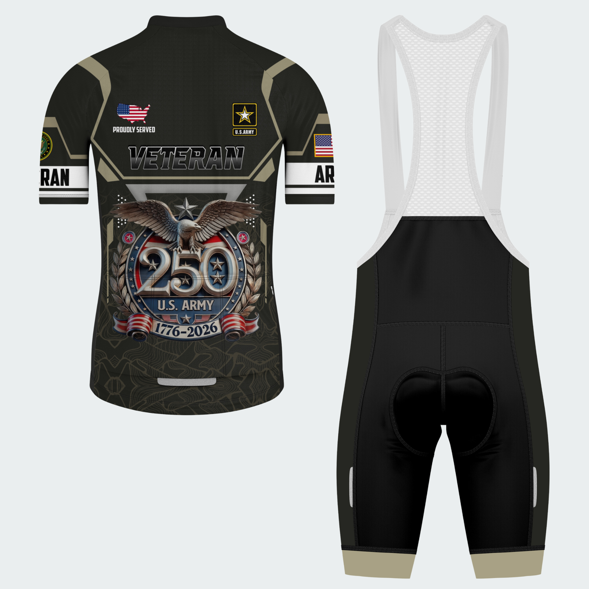 Men’s American Pride Proudly Served Veteran 250th Anniversary Regular Fit Custom Cycling Jersey