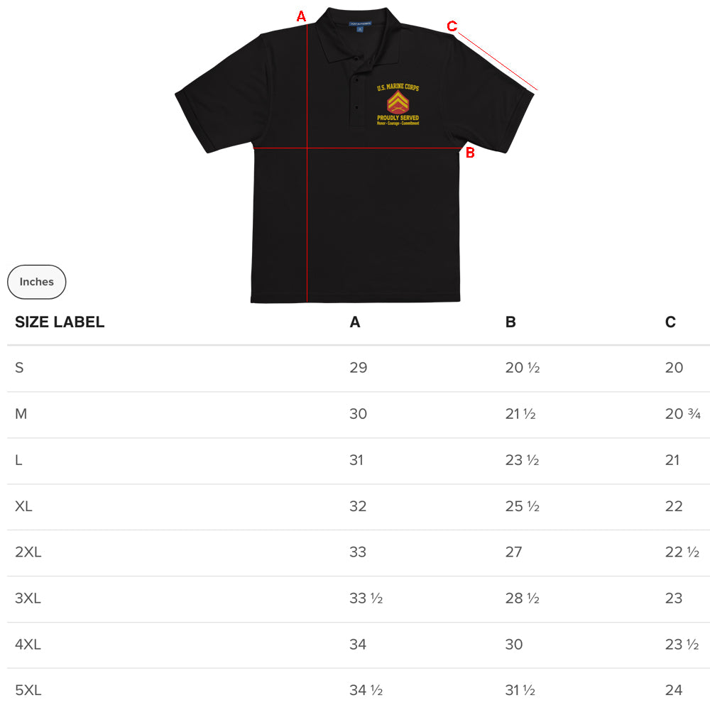 Custom MARlNE Ranks, Insignia Core Values Embroidered Port Authority Polo Shirt