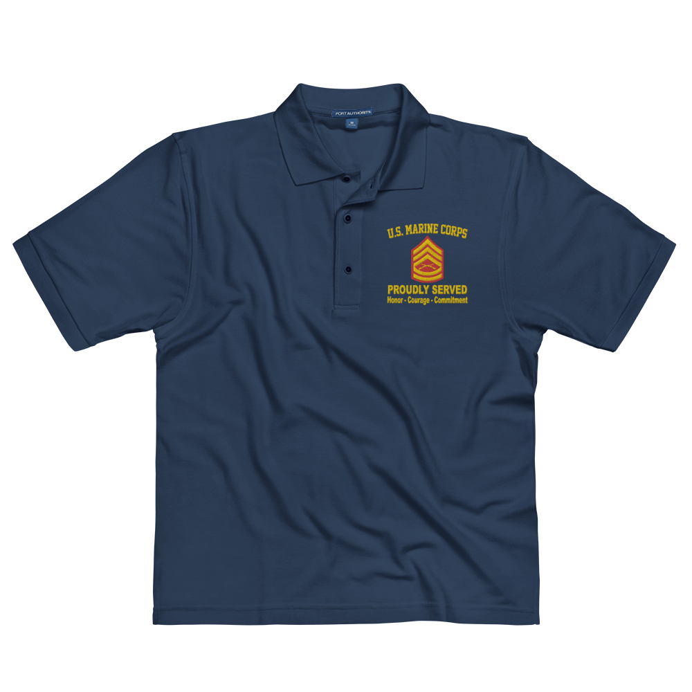 Custom MARlNE Ranks, Insignia Core Values Embroidered Port Authority Polo Shirt