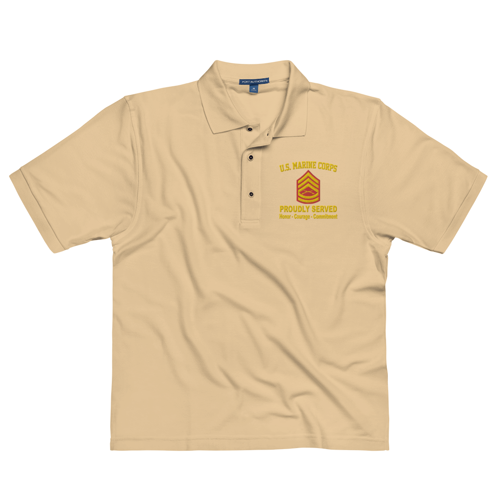Custom MARlNE Ranks, Insignia Core Values Embroidered Port Authority Polo Shirt