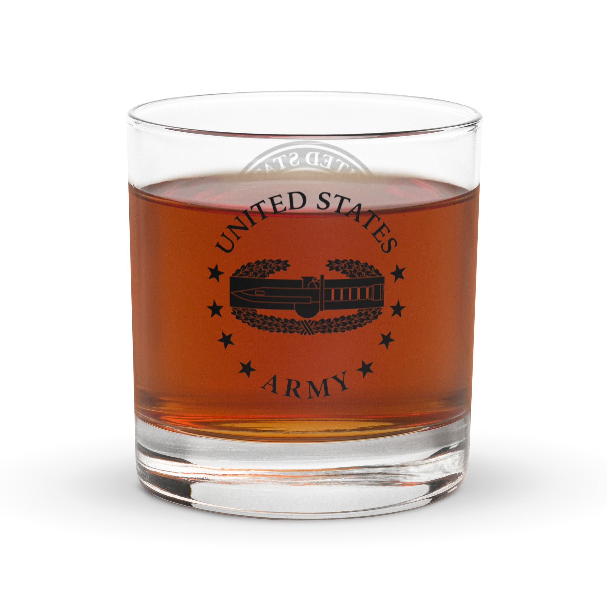 US Army Combat Action Badge Insignia Rocks Glass 10.5 oz