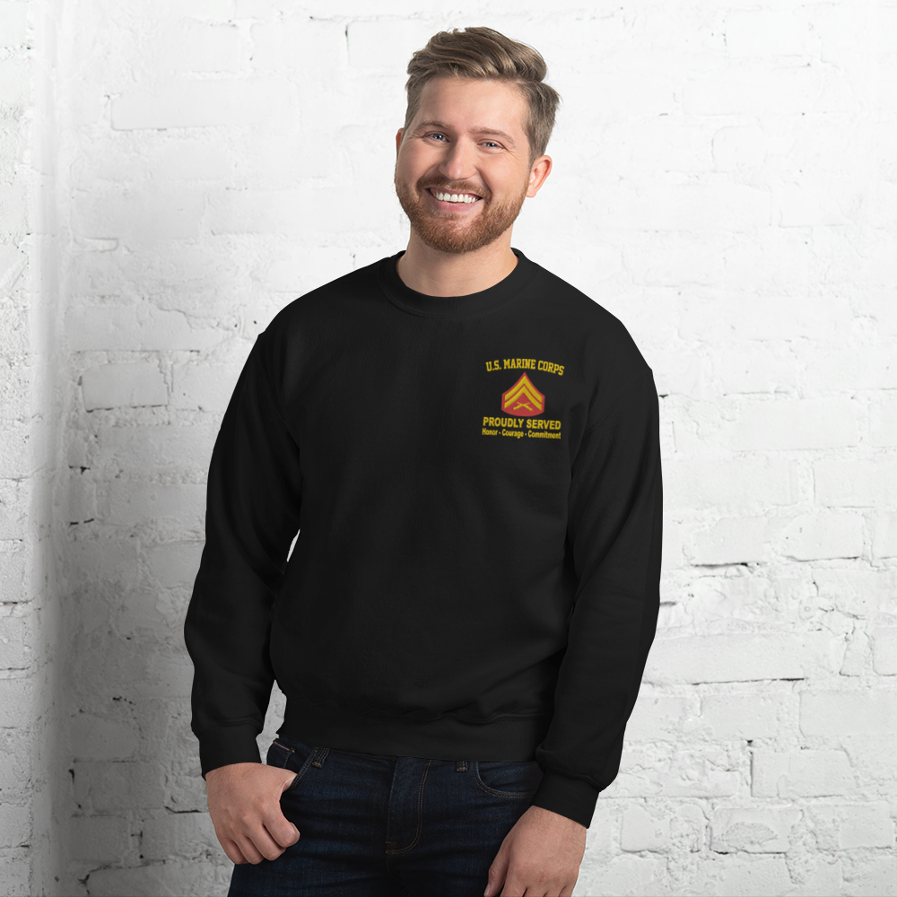 Custom MARlNE Ranks, Insignia Core Values Embroidered Unisex Sweatshirt