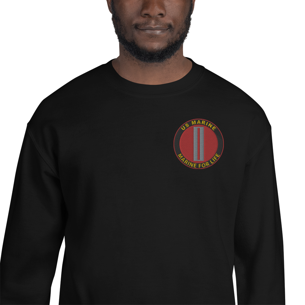 Custom MARlNE Ranks, Insignia Marine For Life Embroidered Unisex Sweatshirt