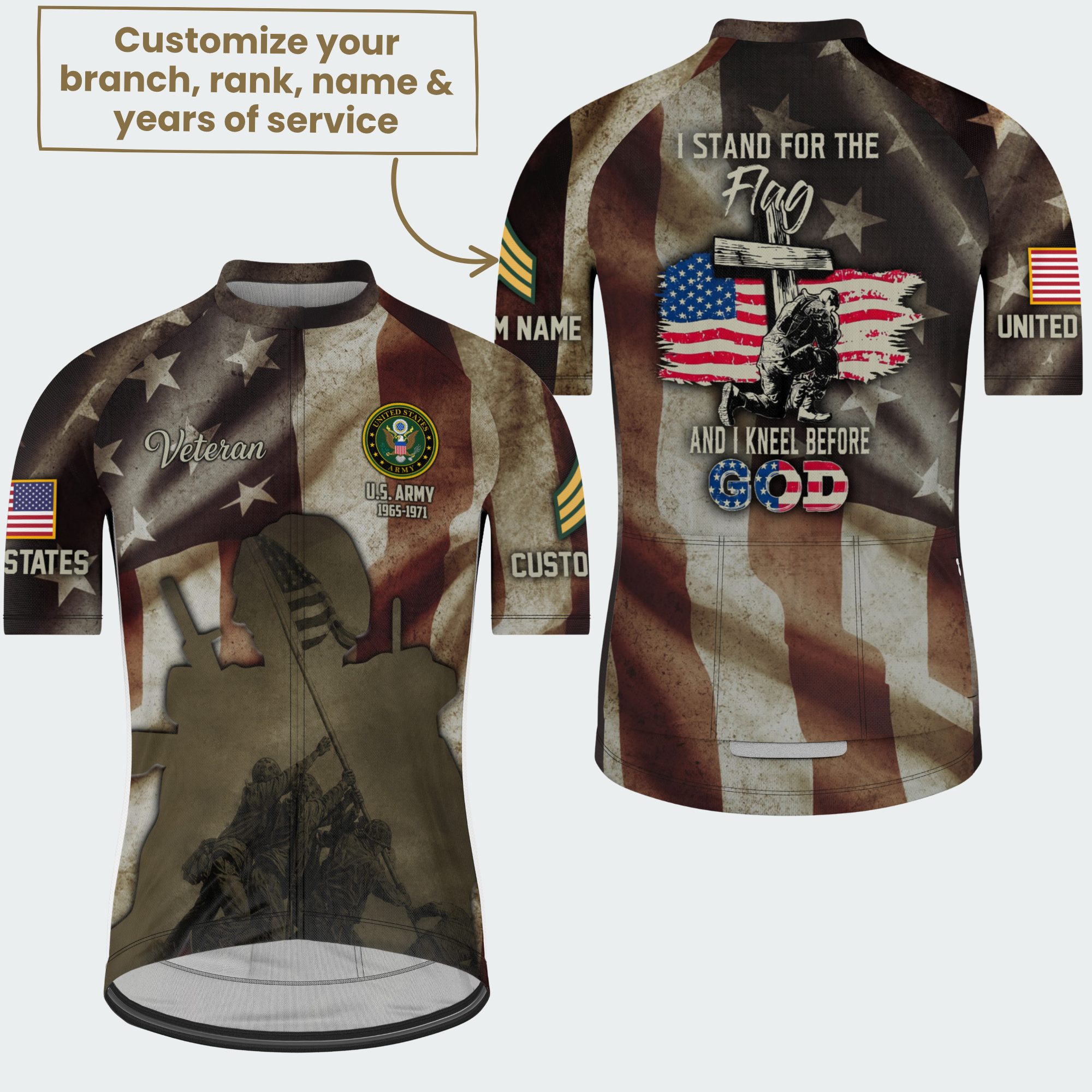 Men’s I Stand For The Flag Patriotic Veteran Cycling Jersey & Kit