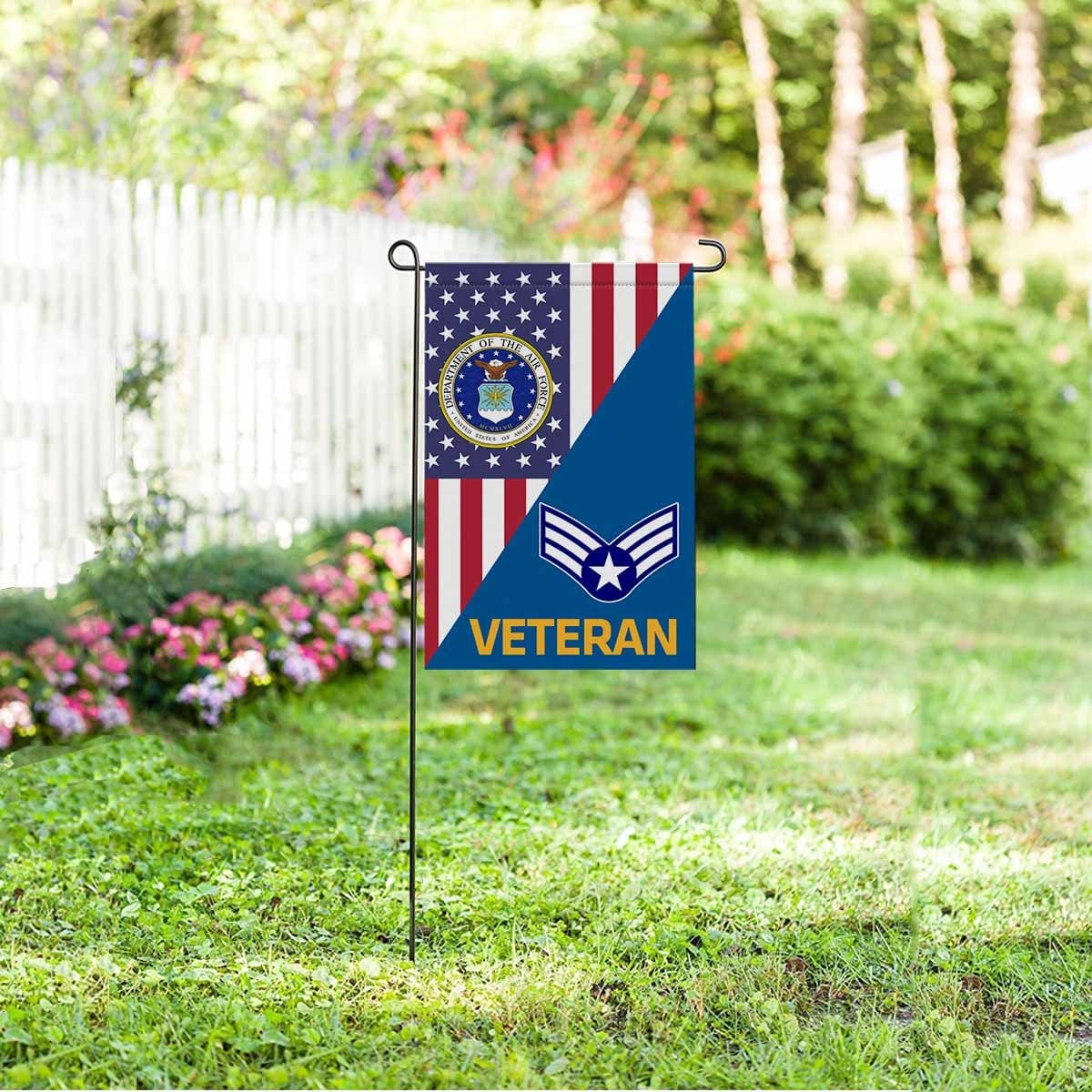 US Air Force E-4 Buckergeant Veteran Garden Flag/Yard Flag 12 inches x 18 inches Twin-Side Printing-GDFlag-USAF-Ranks-Veterans Nation