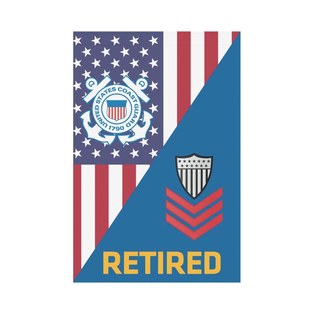 US Coast Guard E-6 Petty Officer First Class E6 PO1 Retired Garden Flag/Yard Flag 12 inches x 18 inches Twin-Side Printing-GDFlag-USCG-Collar-Veterans Nation