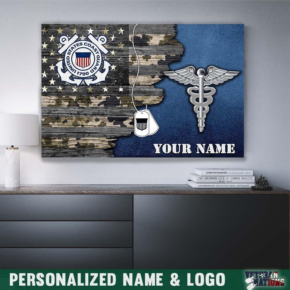 Personalized Canvas 1.5in Frame - USA Half Flag With Military Ranks/Insignia - Personalized Name & Ranks-Canvas-Personalized-AllBranch-Veterans Nation