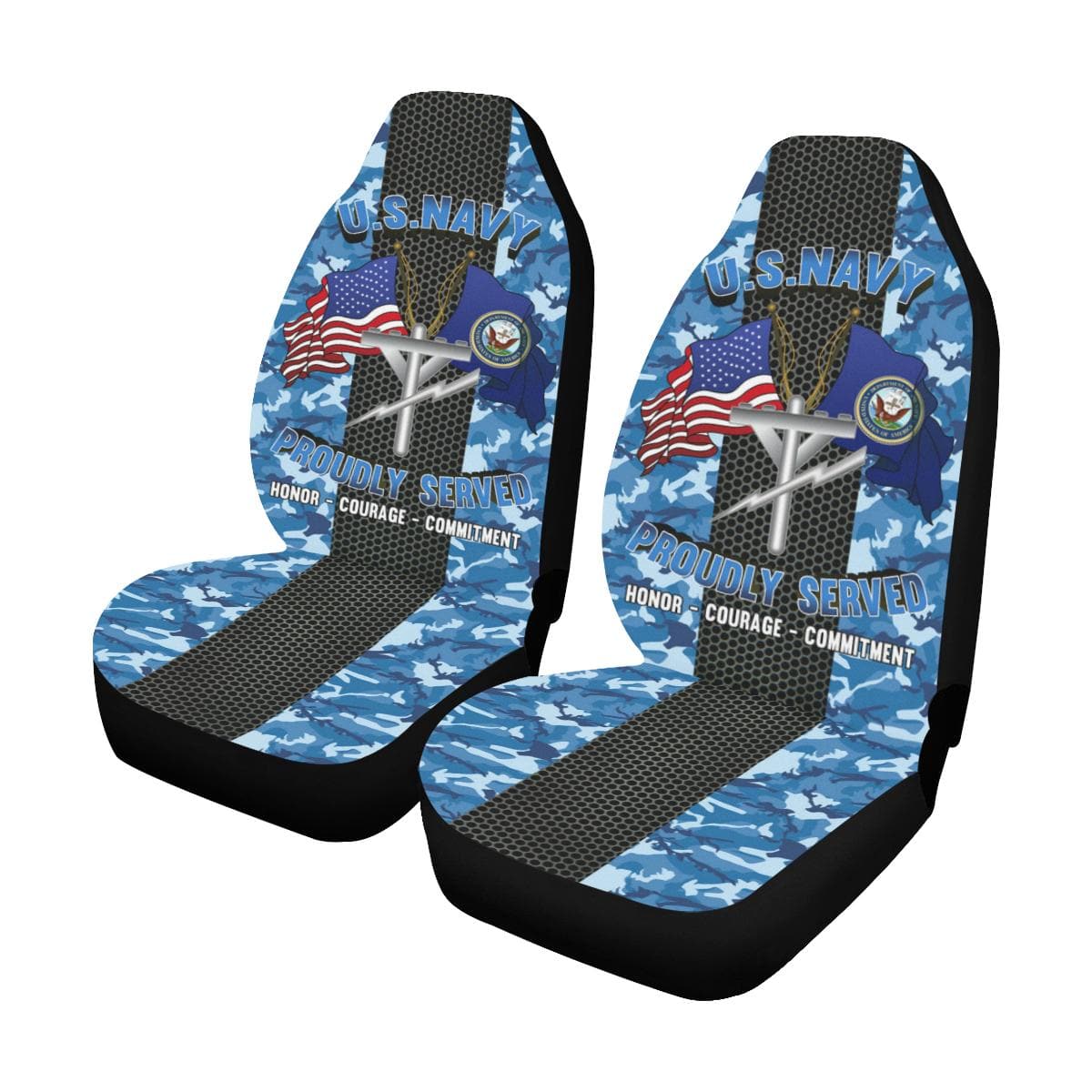 Navy Construction Electrician Navy CE Car Seat Covers (Set of 2)-SeatCovers-Navy-Rate-Veterans Nation