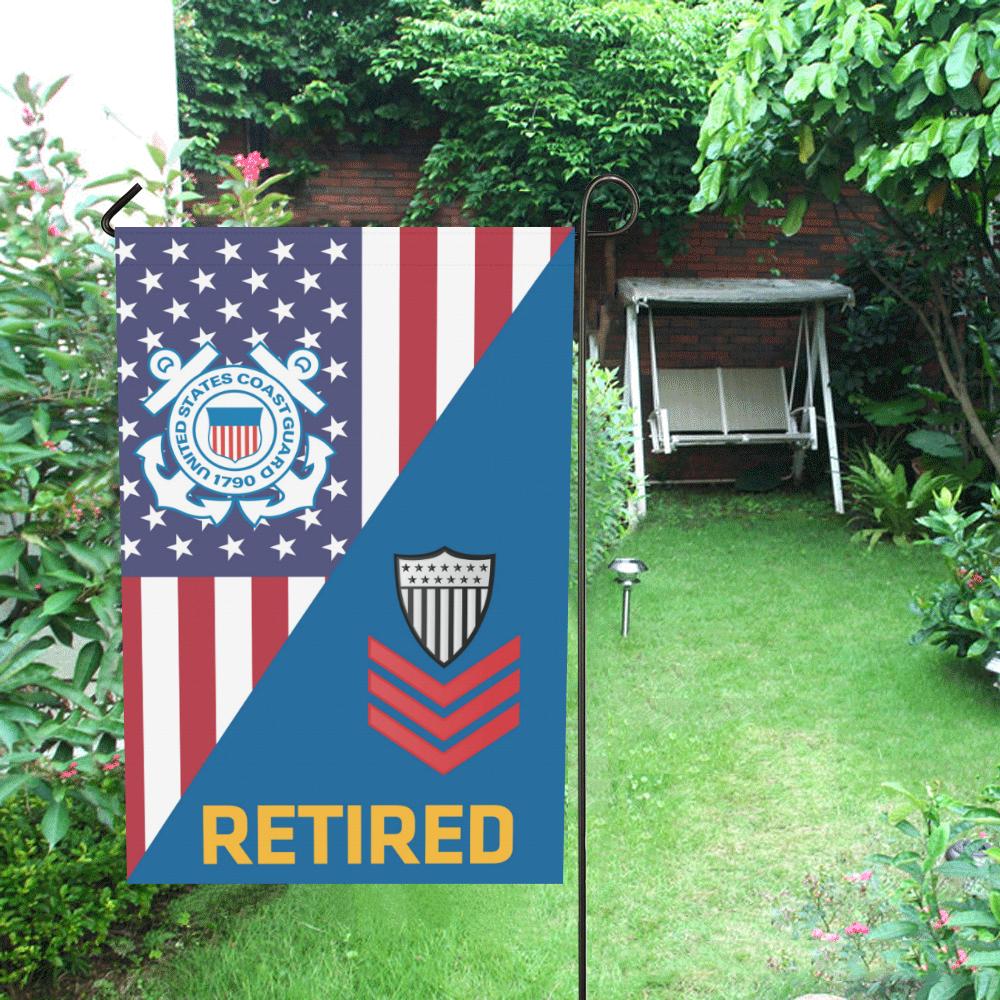 US Coast Guard E-6 Petty Officer First Class E6 PO1 Retired Garden Flag/Yard Flag 12 inches x 18 inches Twin-Side Printing-GDFlag-USCG-Collar-Veterans Nation
