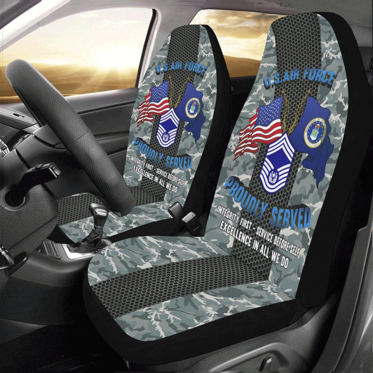 US Air Force E-9 Chief Master Sergeant Of The Air Force E9 CMSAF Noncommissioned Officer Car Seat Covers (Set of 2)-SeatCovers-USAF-Ranks-Veterans Nation