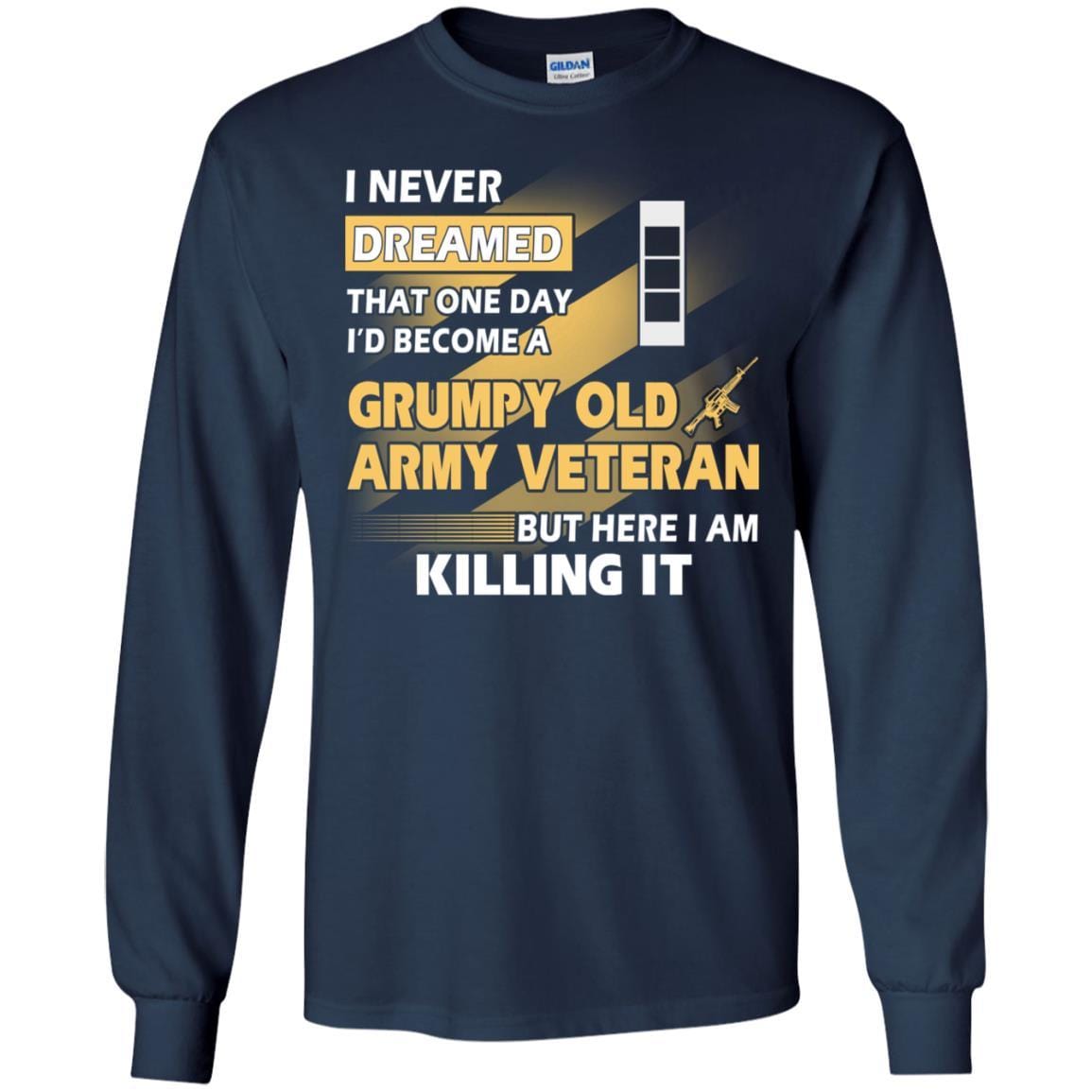 US Army T-Shirt "Grumpy Old Veteran" W-3 Chief Warrant Officer 3(CW3) On Front-TShirt-Army-Veterans Nation