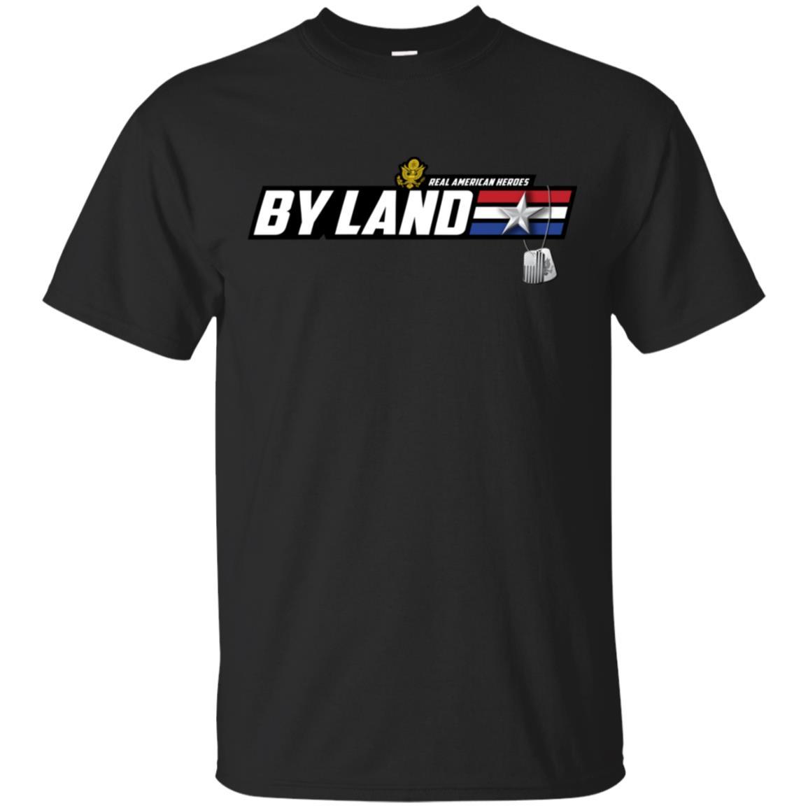 US Army T-Shirt "Real American Heroes By Land" O-7 Brigadier General(BG) On Front-TShirt-Army-Veterans Nation