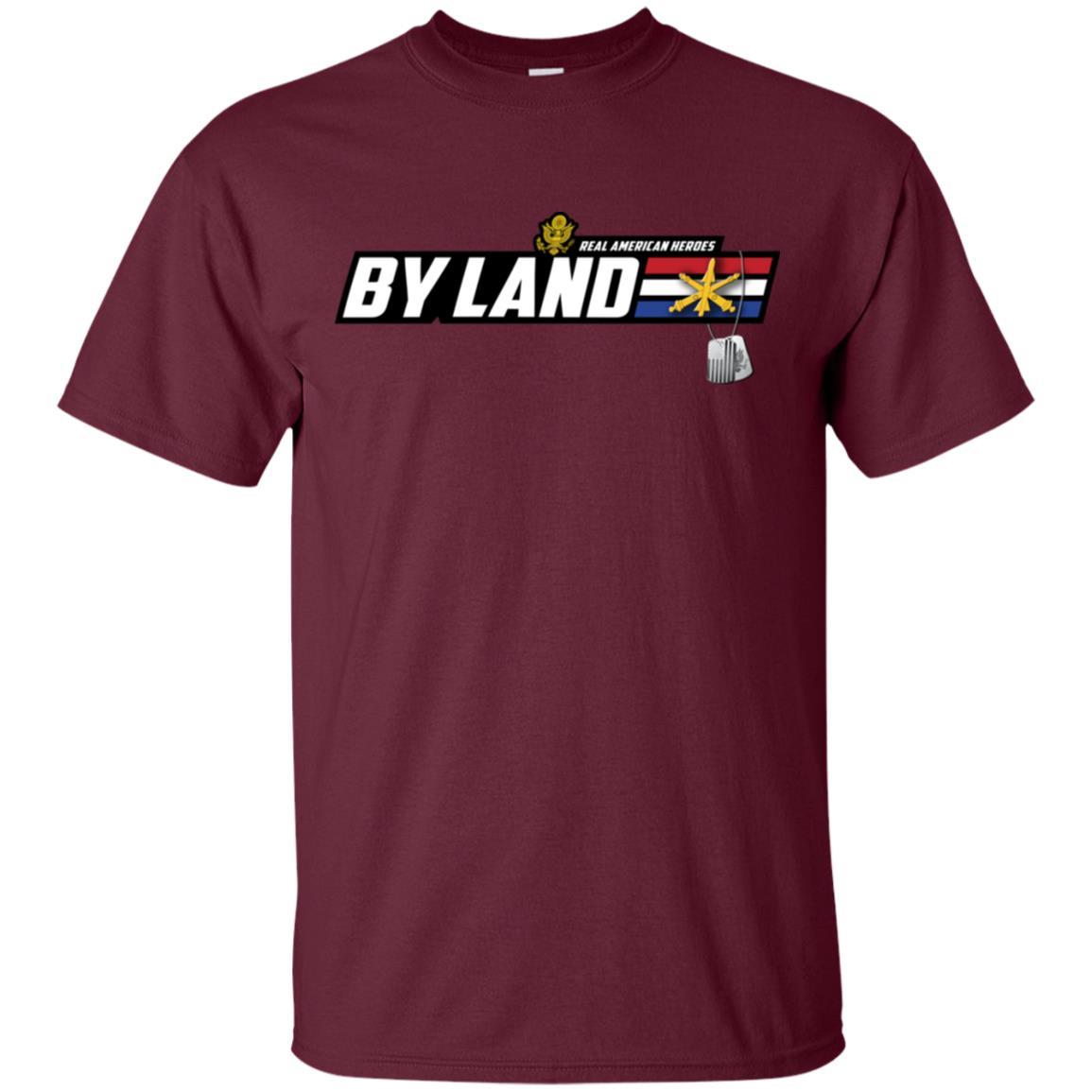 US Army T-Shirt "Air Defense Artillery Real American Heroes By Land" On Front-TShirt-Army-Veterans Nation