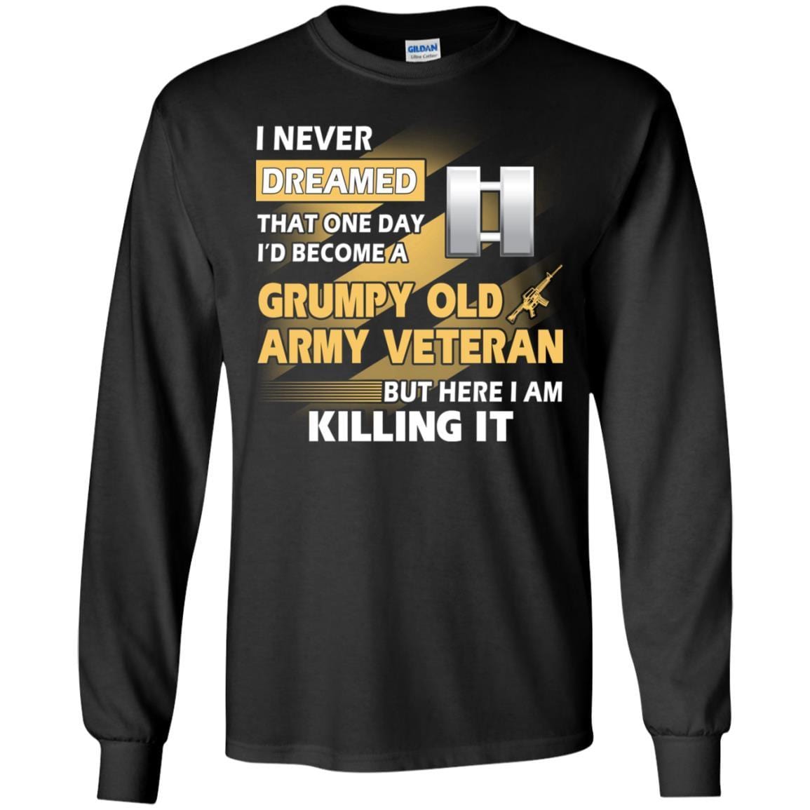 US Army T-Shirt "Grumpy Old Veteran" O-3 Captain(CPT) On Front-TShirt-Army-Veterans Nation
