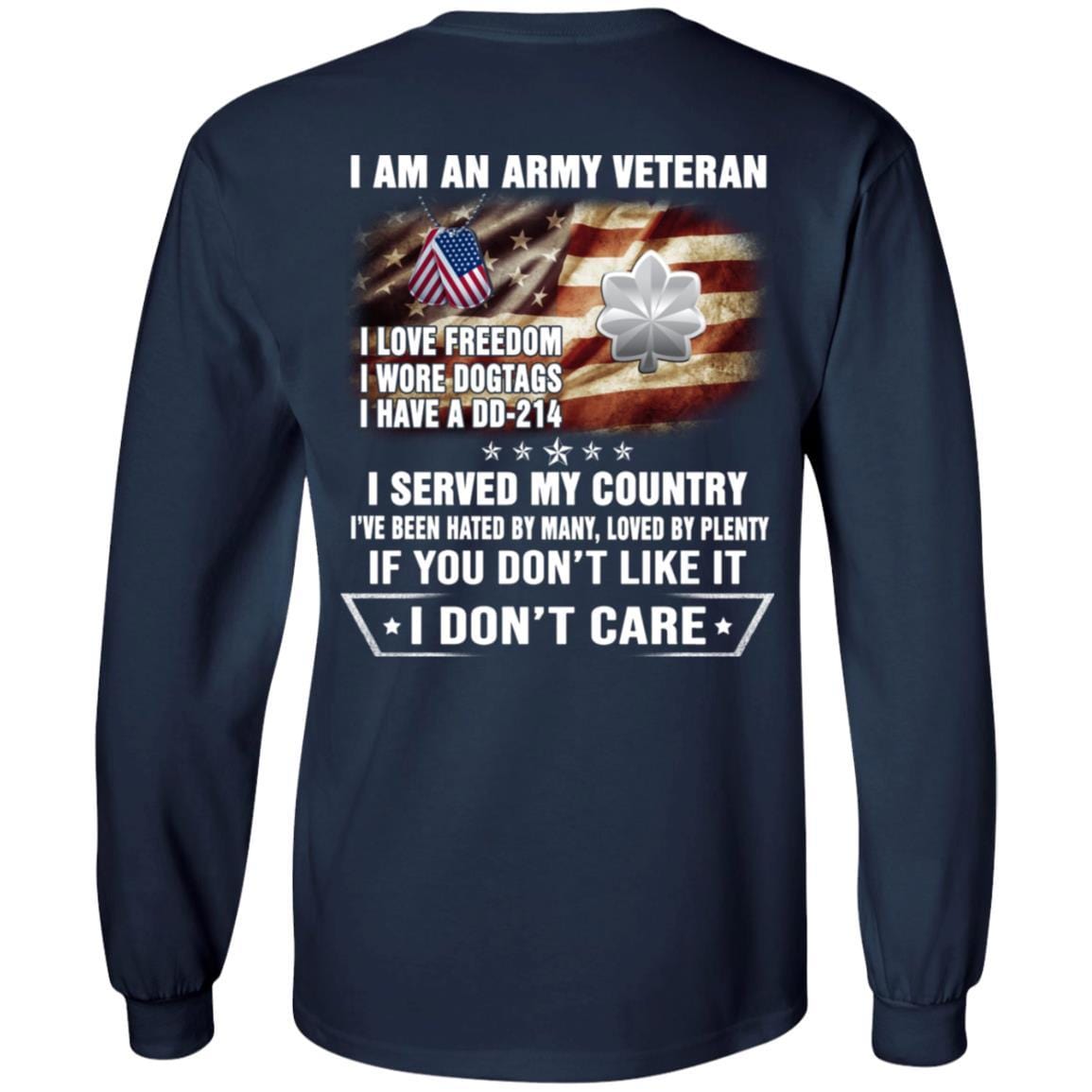 T-Shirt "I Am An Army Veteran" O-5 Lieutenant Colonel(LTC)Rank On Back-TShirt-Army-Veterans Nation