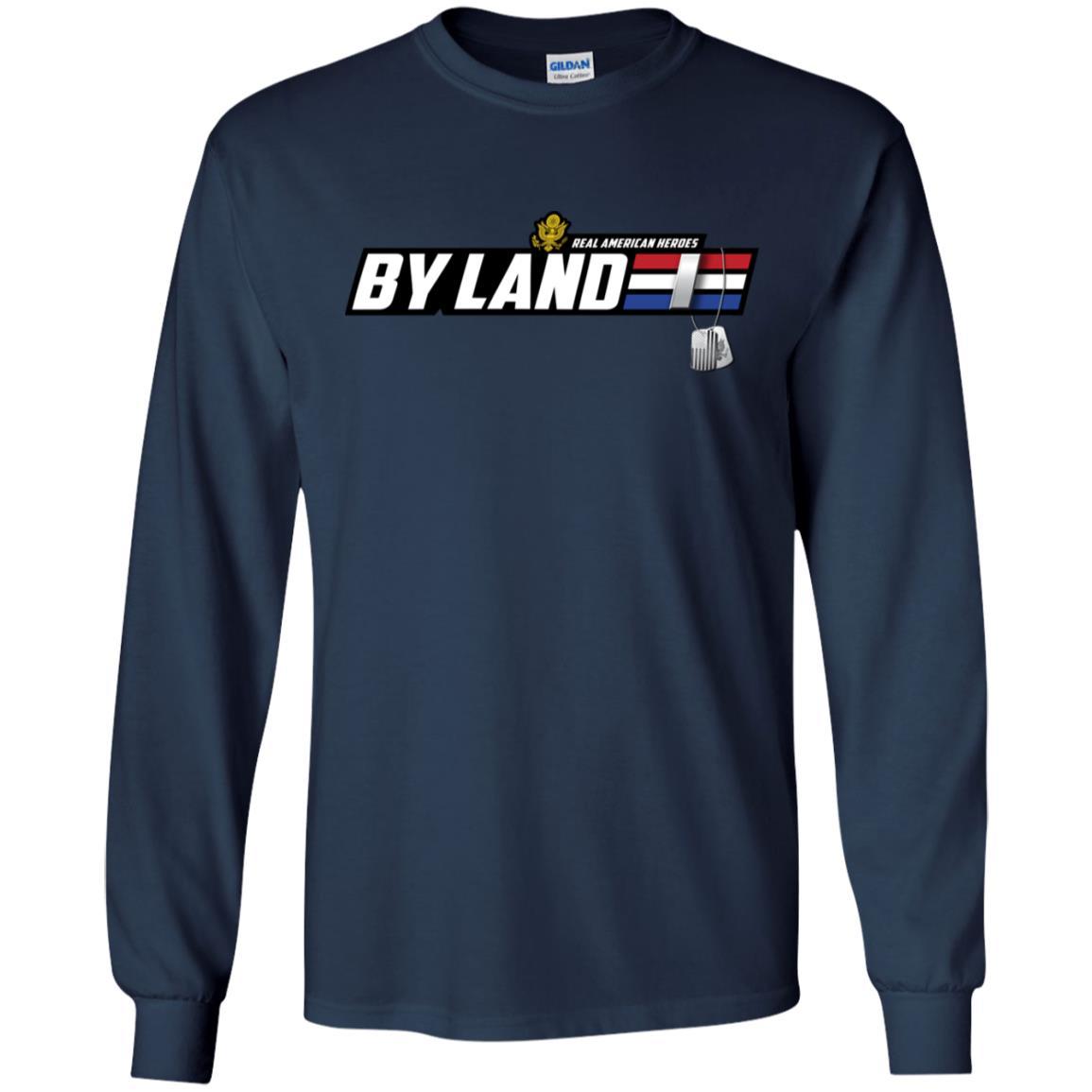 US Army T-Shirt "Real American Heroes By Land" O-2 First Lieutenant(1LT) On Front-TShirt-Army-Veterans Nation