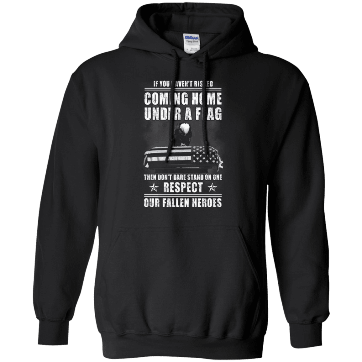 Military T-Shirt "Coming Home Under A Flag Respect Our Fallen Heroes"-TShirt-General-Veterans Nation