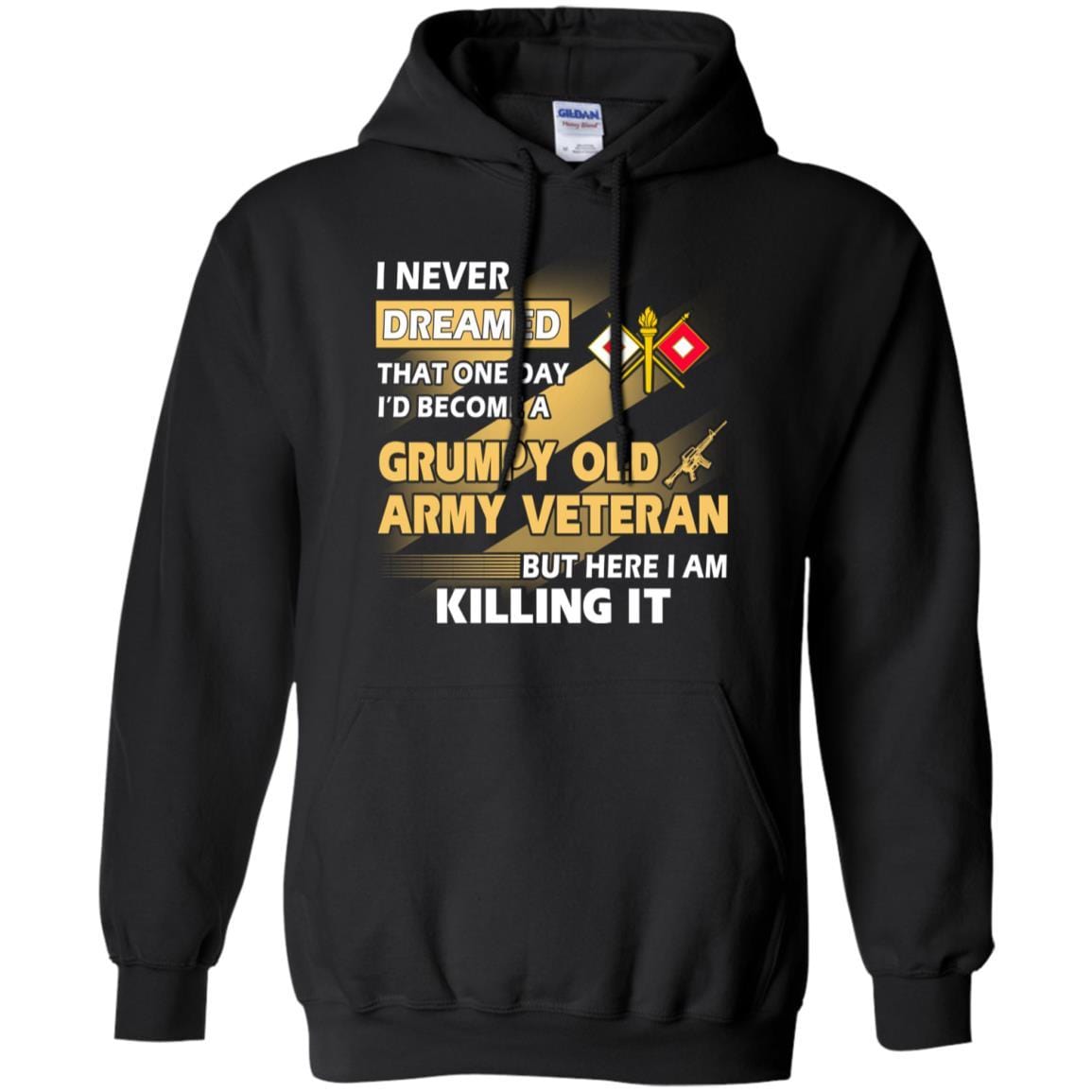 US Army T-Shirt "Signal Corps Grumpy Old Veteran" On Front-TShirt-Army-Veterans Nation