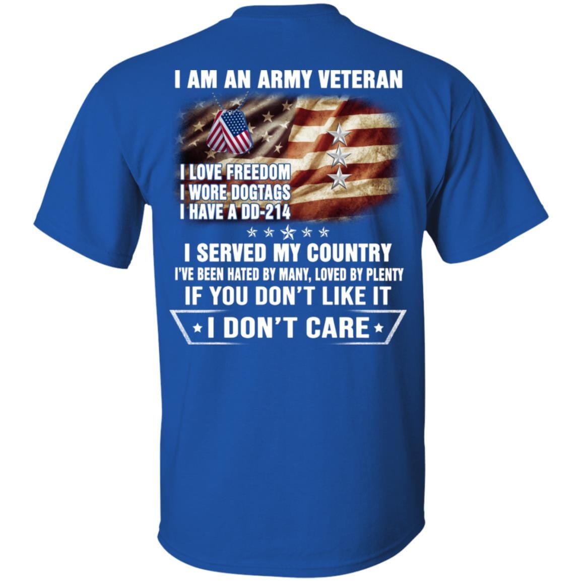 T-Shirt "I Am An Army Veteran" O-9 Lieutenant General(LTG)Rank On Back-TShirt-Army-Veterans Nation