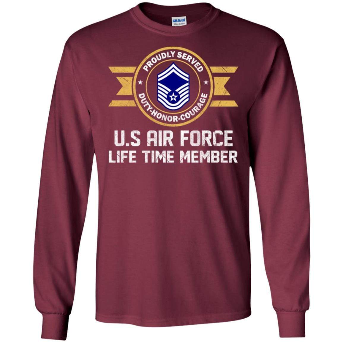 Life time member-US Air Force E-8 Senior Master Sergeant SMSgt E8 Noncommissioned Officer AF Rank Men T Shirt On Front-TShirt-USAF-Veterans Nation