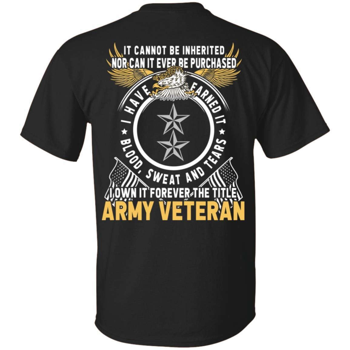 US Army O-8 Major General O8 MG General Officer Ranks T-Shirt For Men On Back-TShirt-Army-Veterans Nation