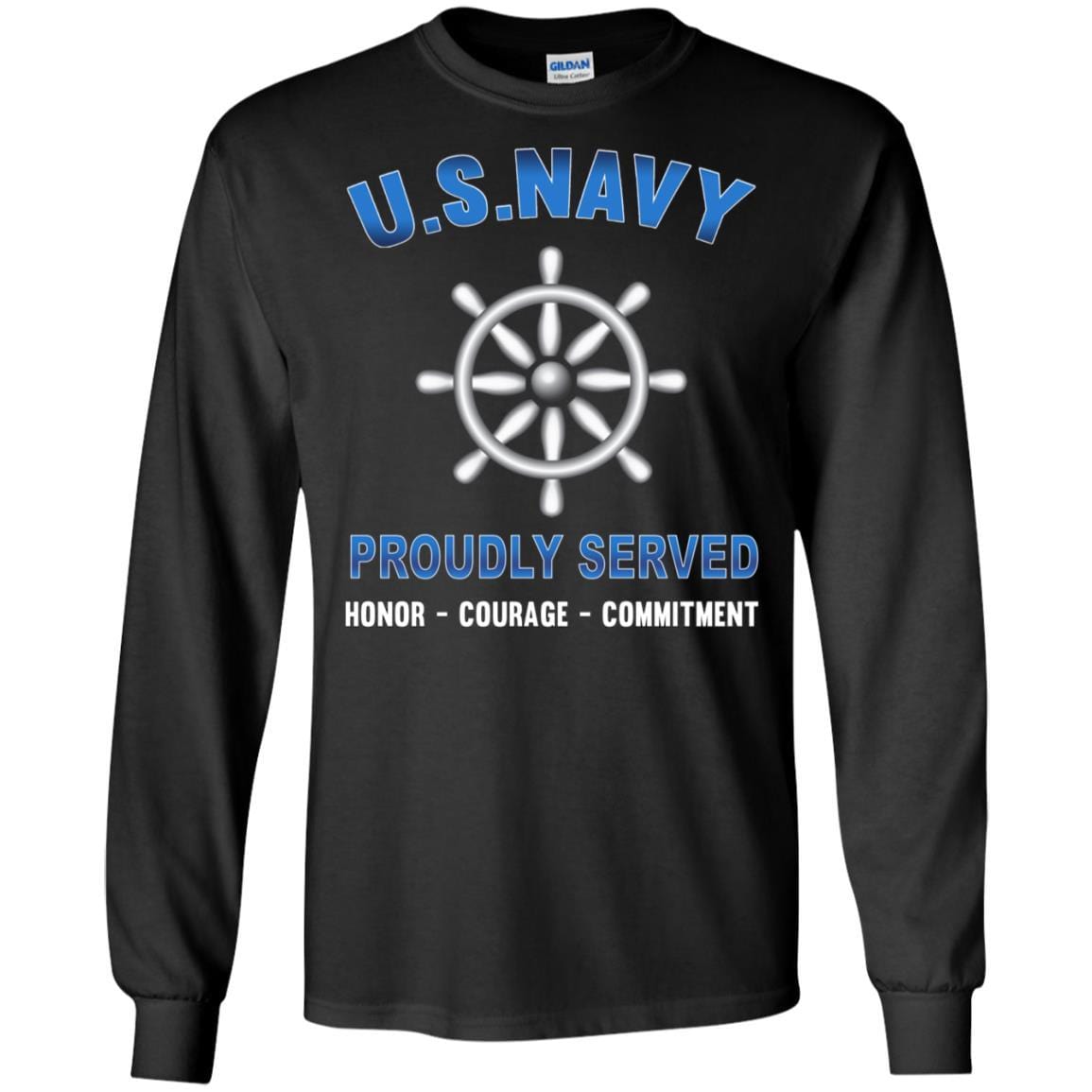 Navy Quartermaster Navy QM - Proudly Served T-Shirt For Men On Front-TShirt-Navy-Veterans Nation