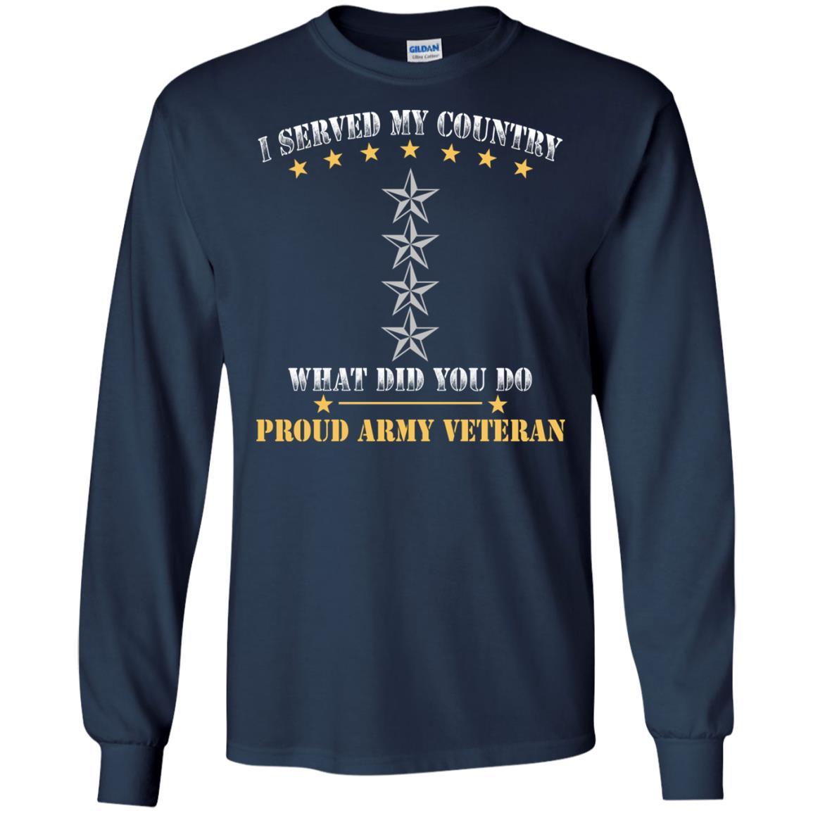 US Army O-10 General O10 GEN General Officer Ranks Men Front T Shirt - Proud US Army Veteran-TShirt-Army-Veterans Nation