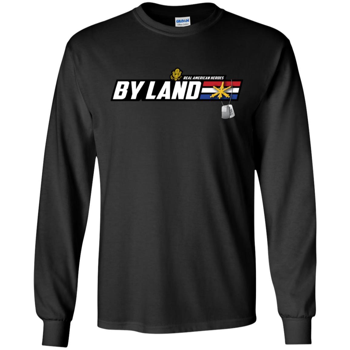 US Army T-Shirt "Air Defense Artillery Real American Heroes By Land" On Front-TShirt-Army-Veterans Nation