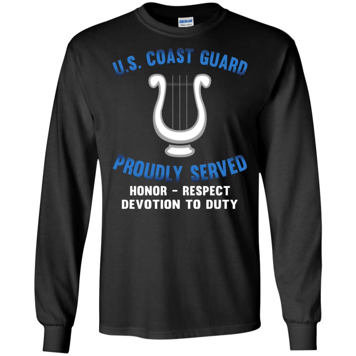 US Coast Guard Musician MU Logo Proudly Served T-Shirt For Men On Front-TShirt-USCG-Veterans Nation
