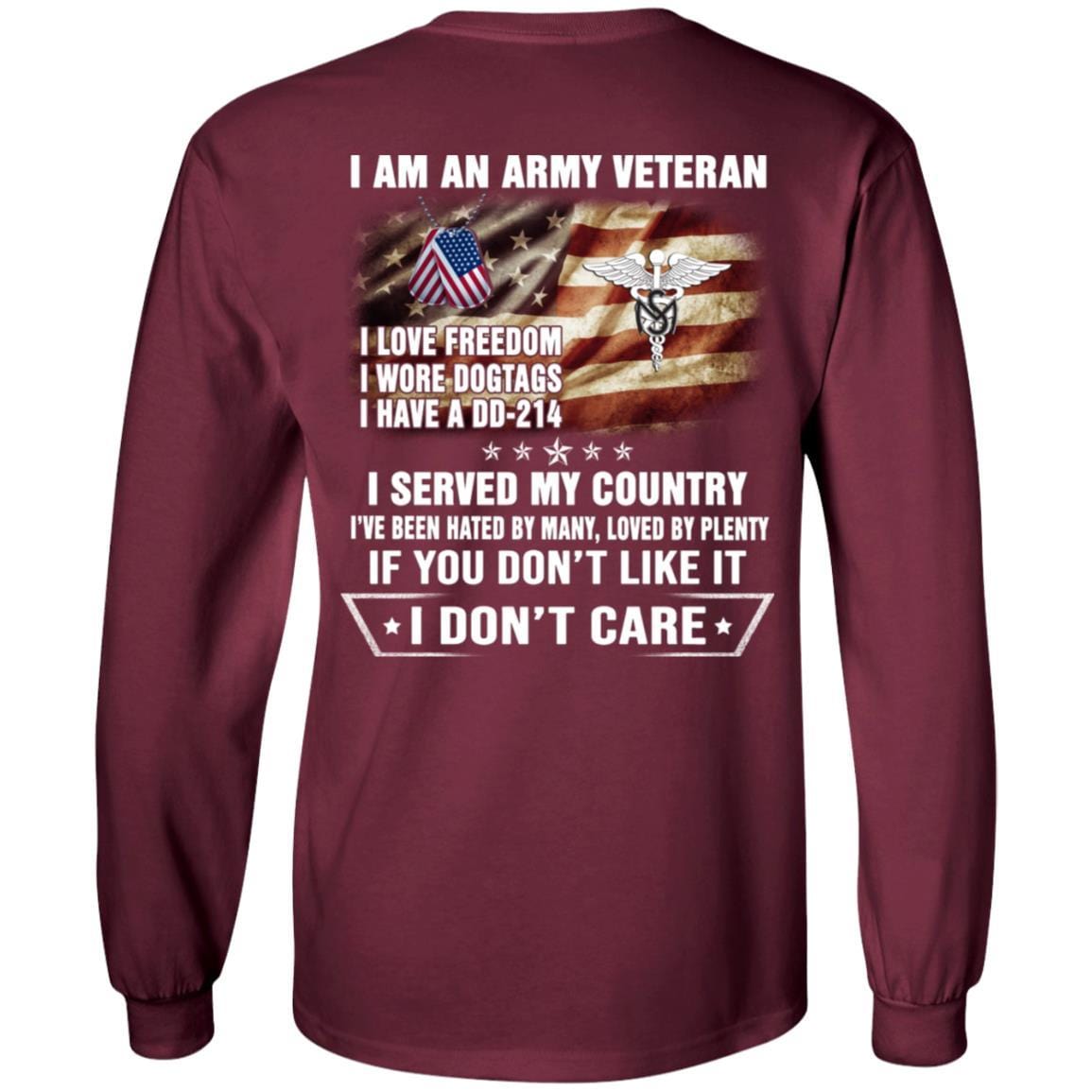 T-Shirt "I Am An Army Medical Service Corps Veteran" On Back-TShirt-Army-Veterans Nation