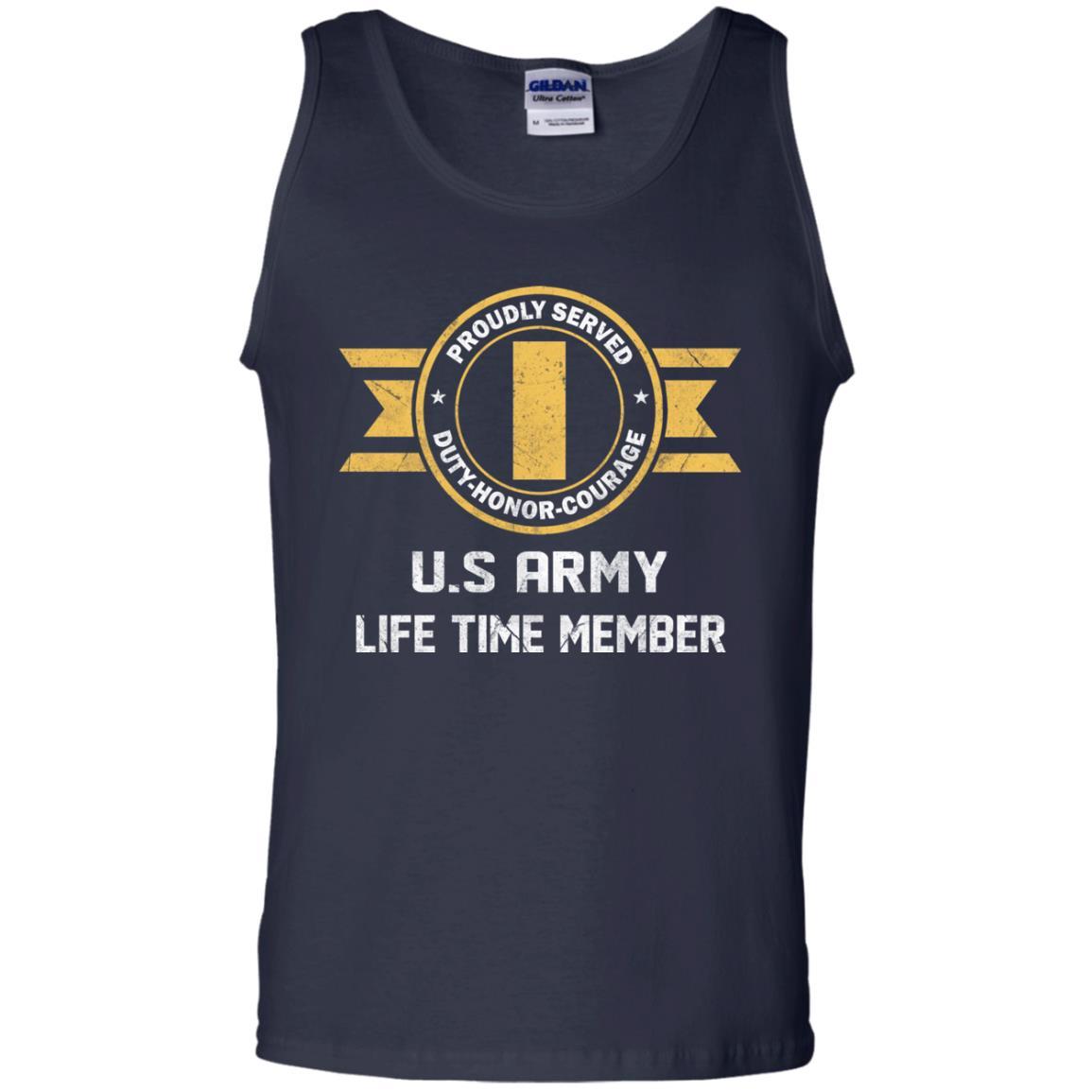 Life Time Member - US Army O-1 Second Lieutenant O1 2LT Commissioned Officer Ranks Men T Shirt On Front-TShirt-Army-Veterans Nation