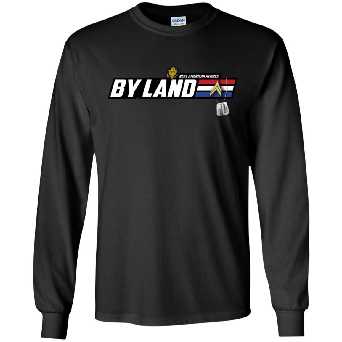 US Army T-Shirt "Real American Heroes By Land" E-4 Corporal(CPL) On Front-TShirt-Army-Veterans Nation
